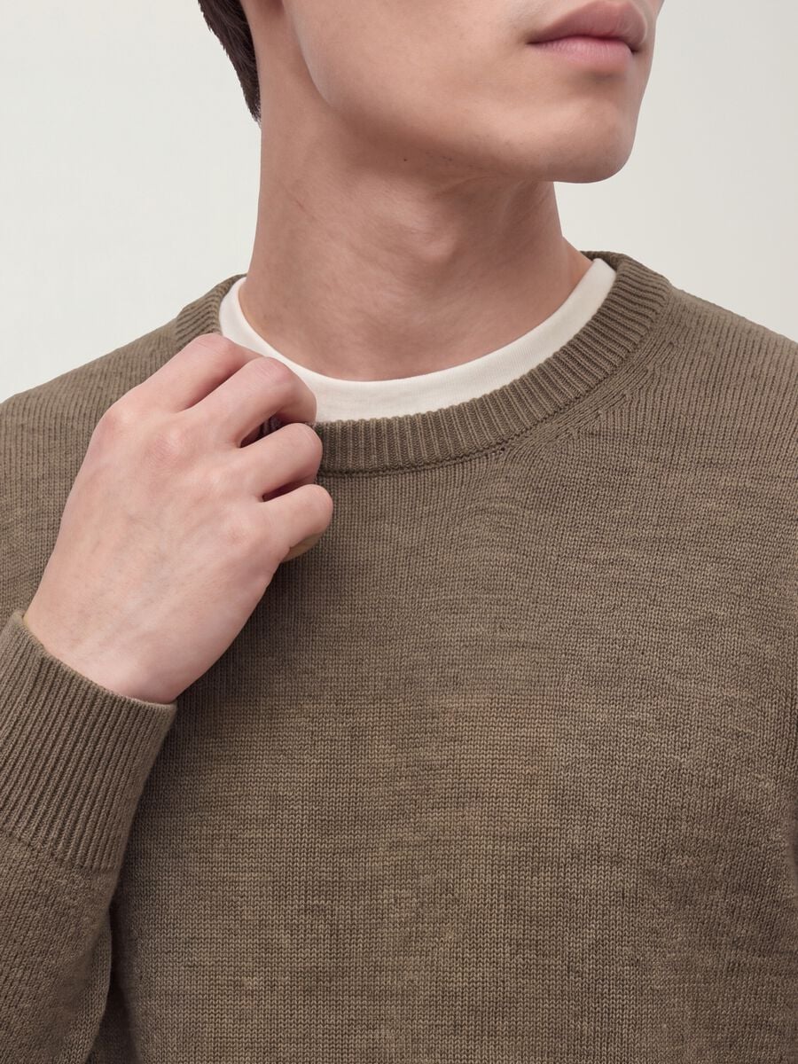Maglia marrone girocollo in jersey knit regular fit_2