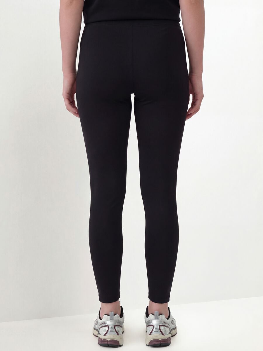 Black skinny-fit stretch cotton leggings_3