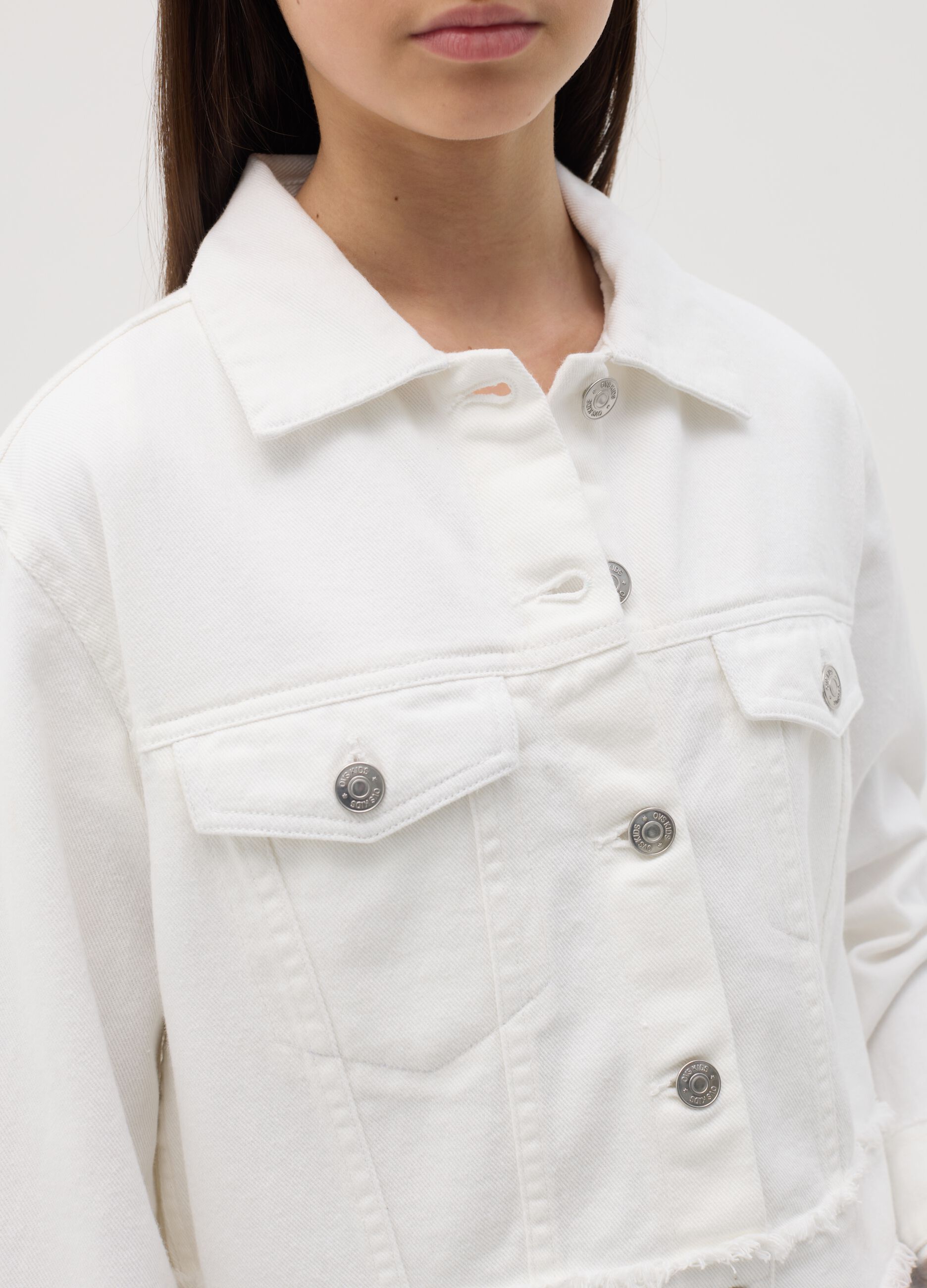 Cropped-fit denim jacket