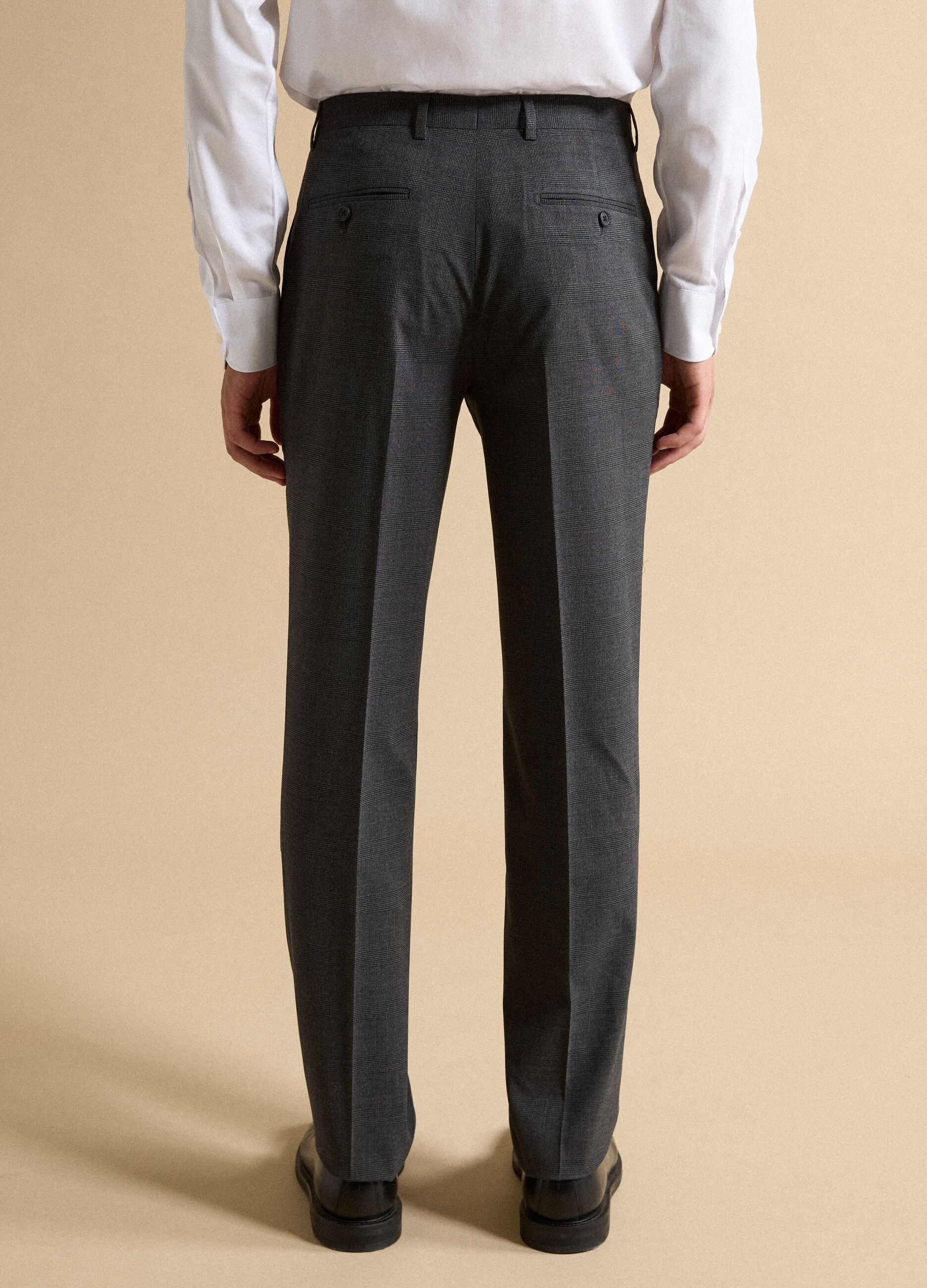 Grey slim-fit formal trousers in stretch viscose