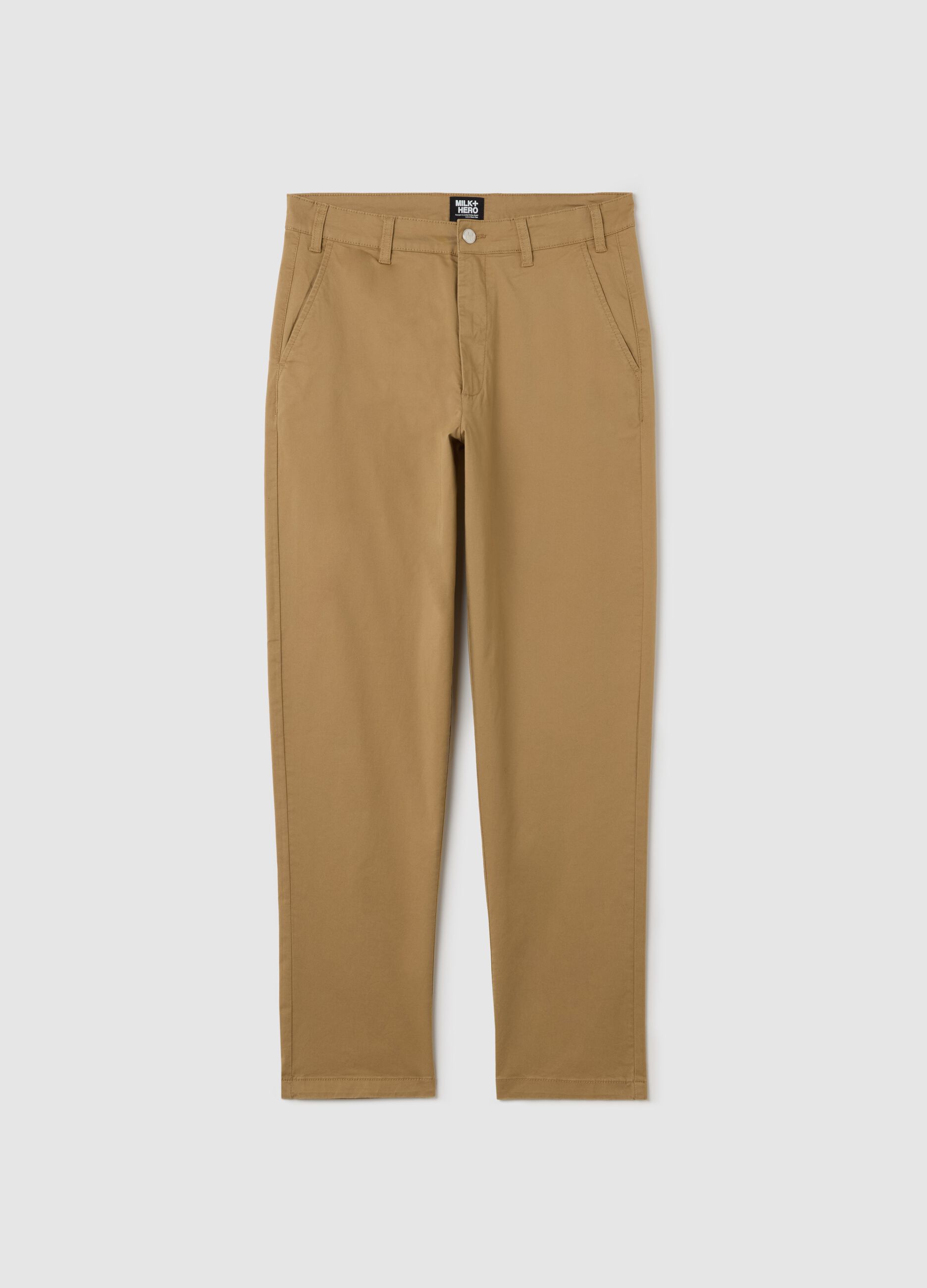 Beige chino trousers in stretch cotton
