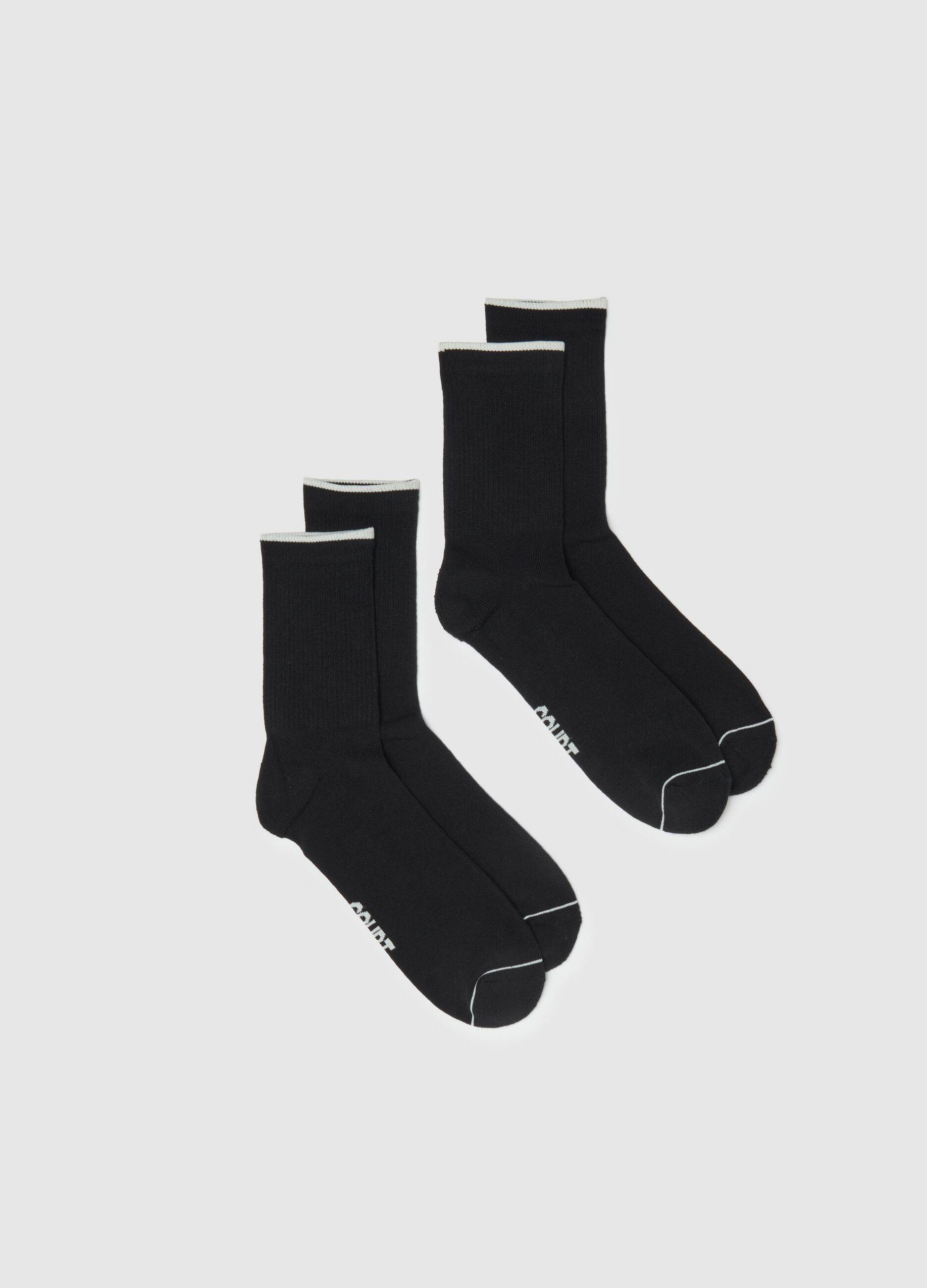 Pack of black sports socks with stripes in cotton blend