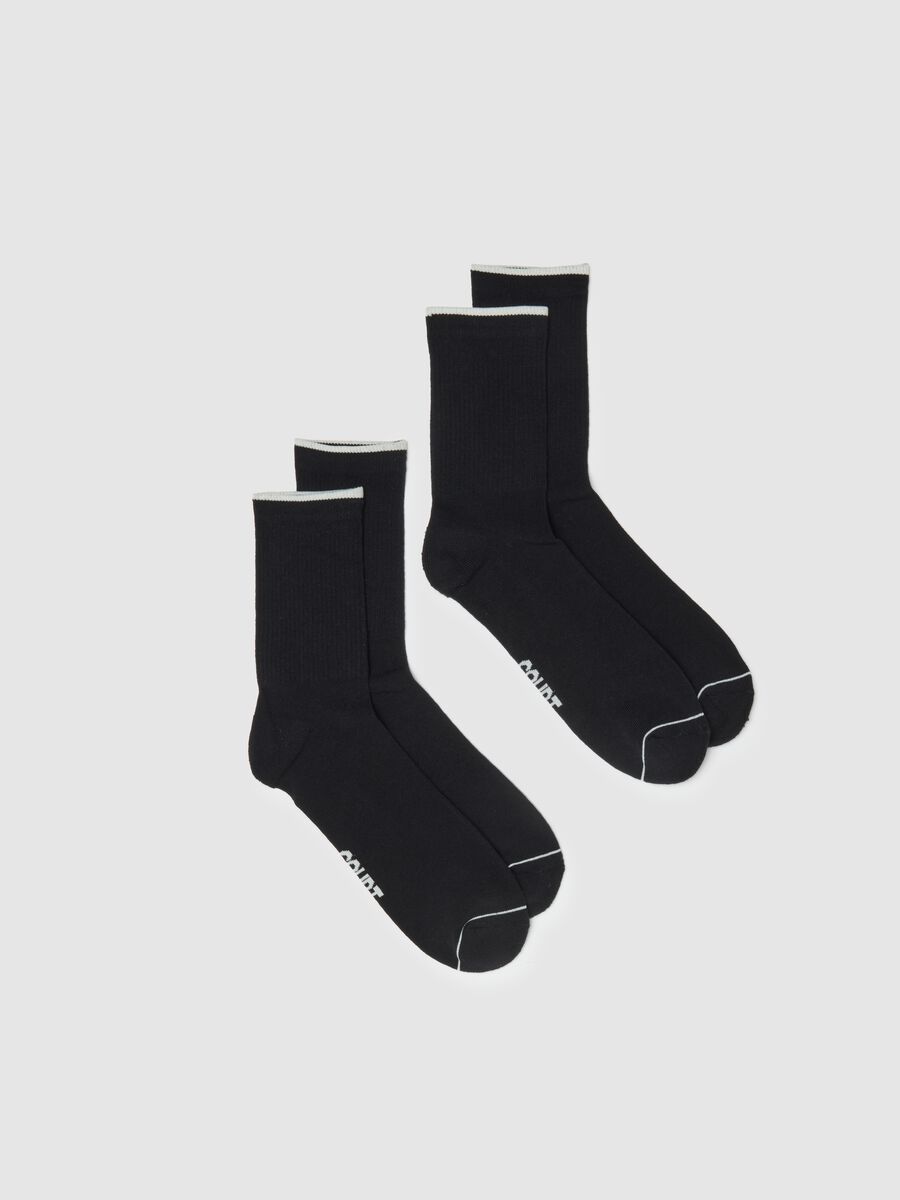 Pack of black sports socks with stripes in cotton blend_0