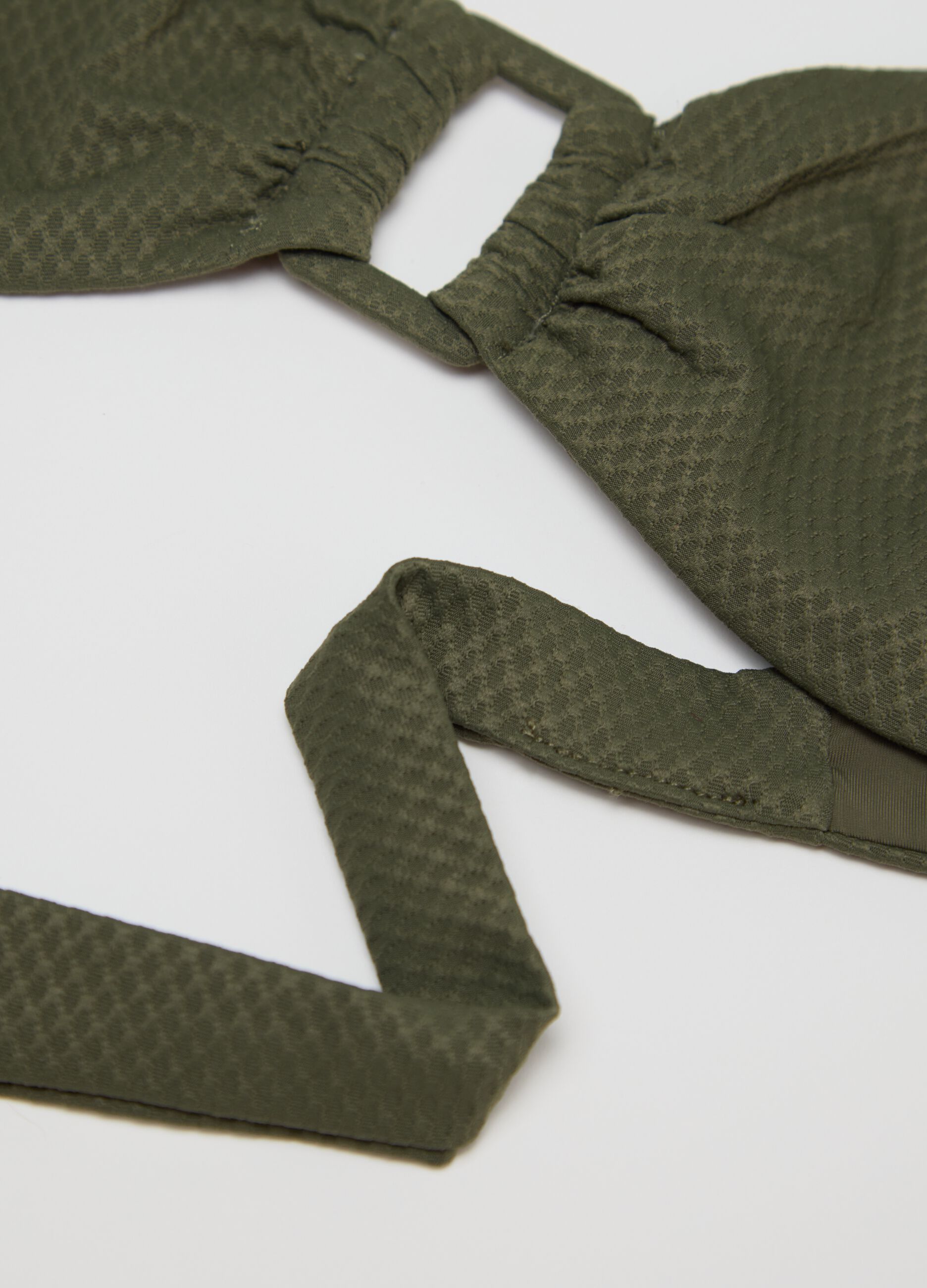 Green sail bikini top with jacquard weave
