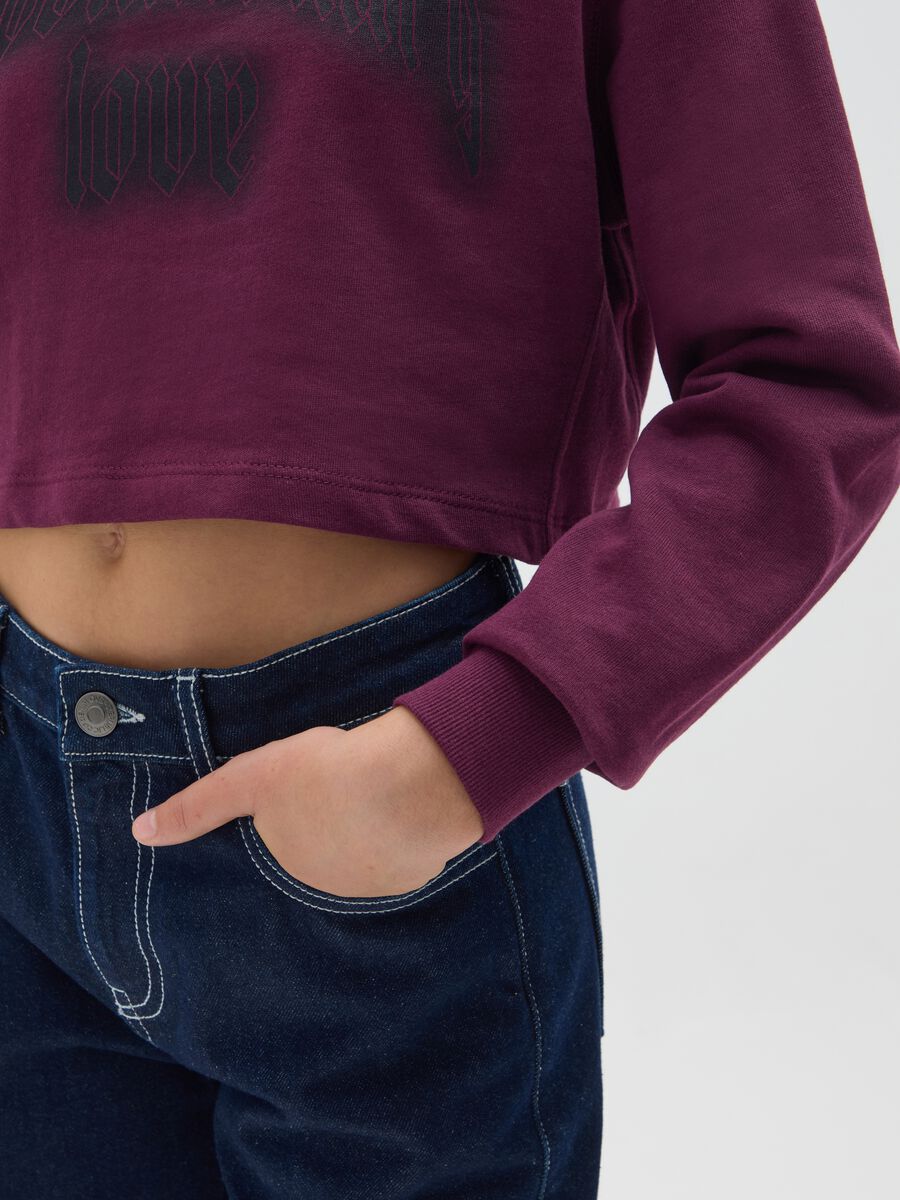 Felpa da ragazze in puro cotone bordeaux relaxed fit_2