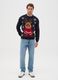 Blue regular fit Christmas jumper with reindeer embroidery_1