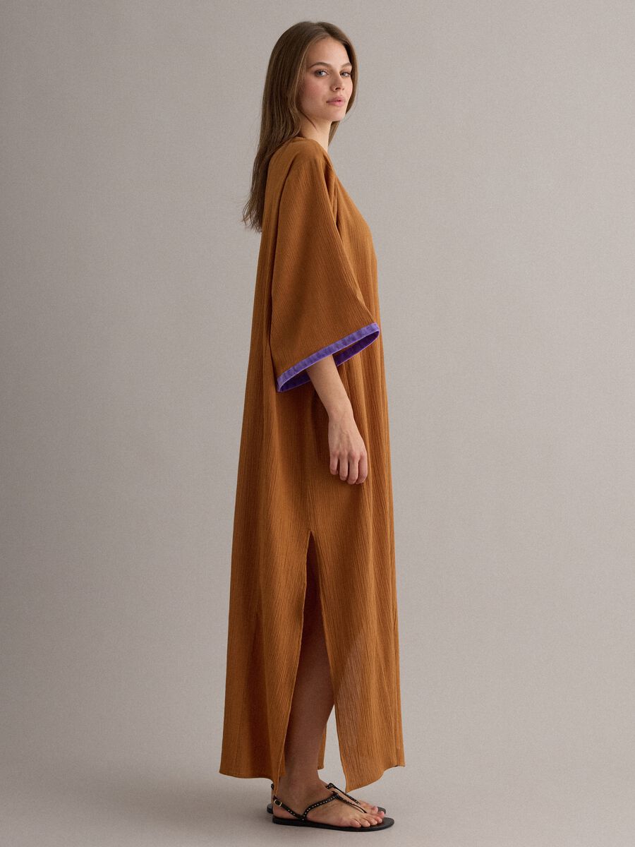 Long Brown Pure Cotton Kaftan_0