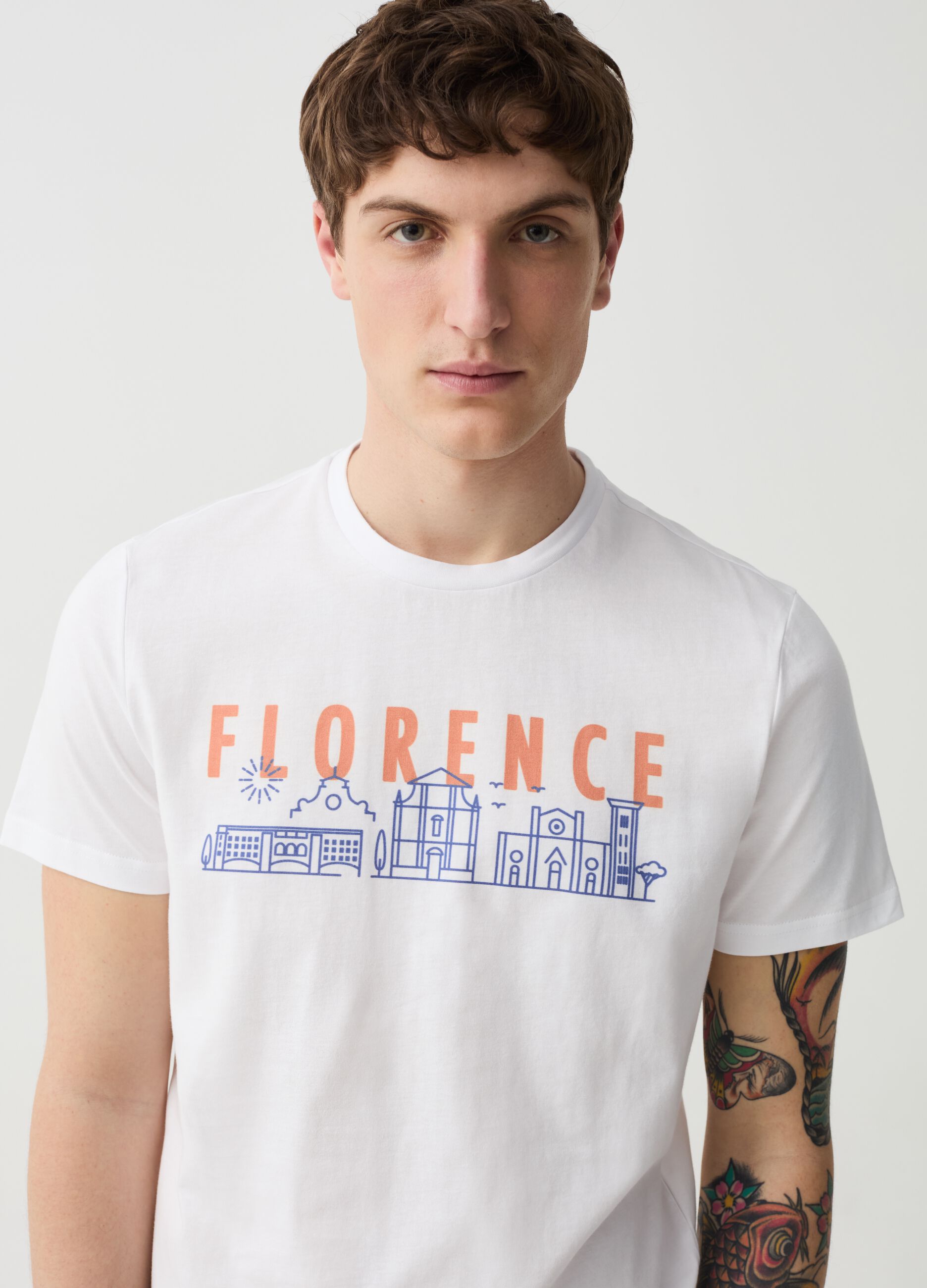T-shirt in cotone stampa Firenze