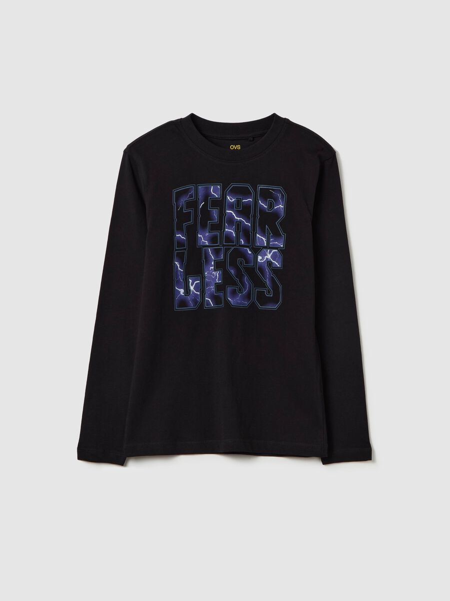 Long-sleeved T-shirt with "Fearless" print_3
