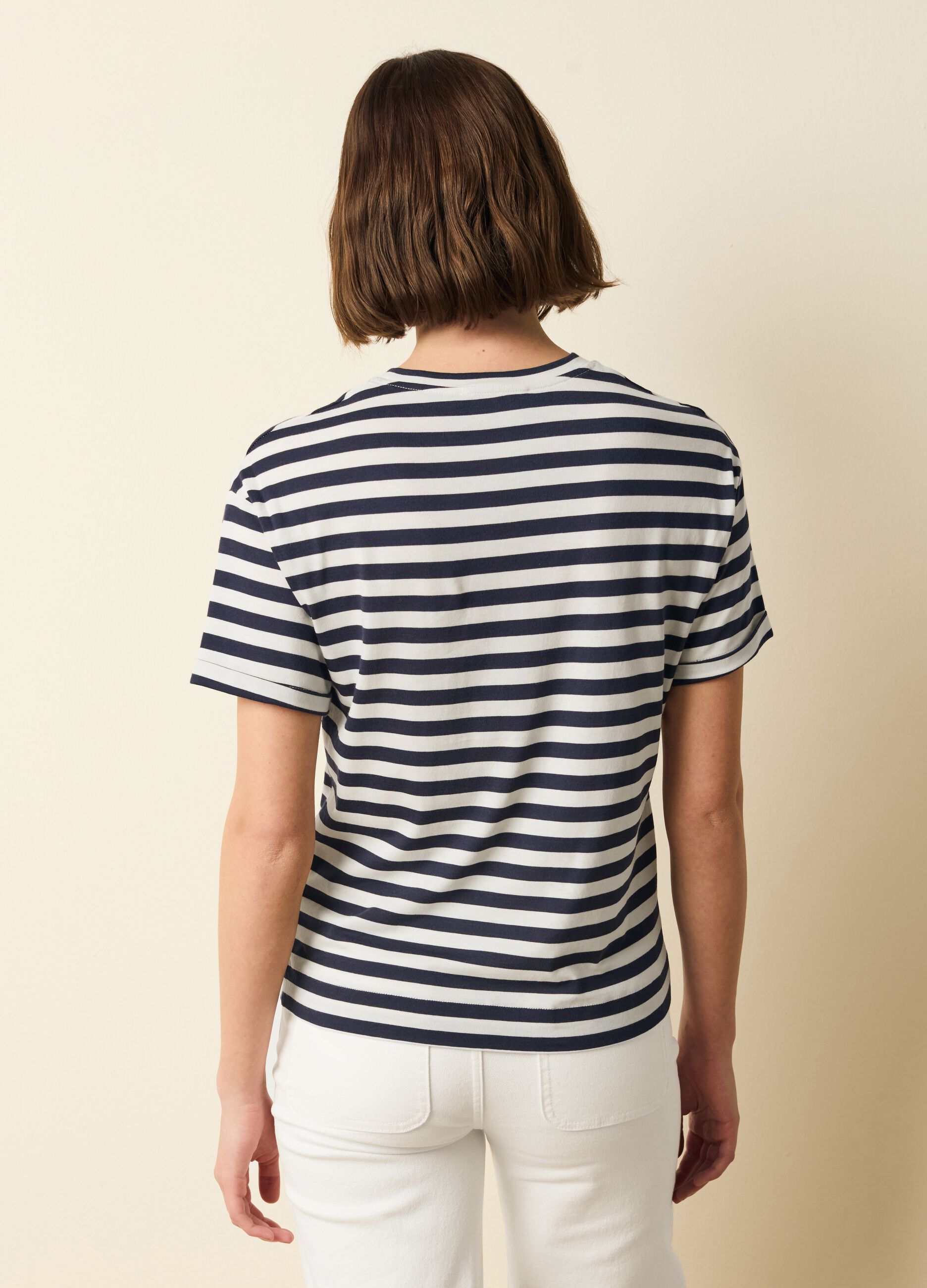Striped cotton and modal T-shirt