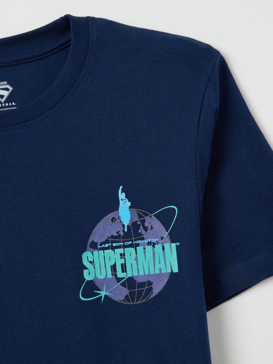 Men's blue Superman pure cotton T-shirt_1