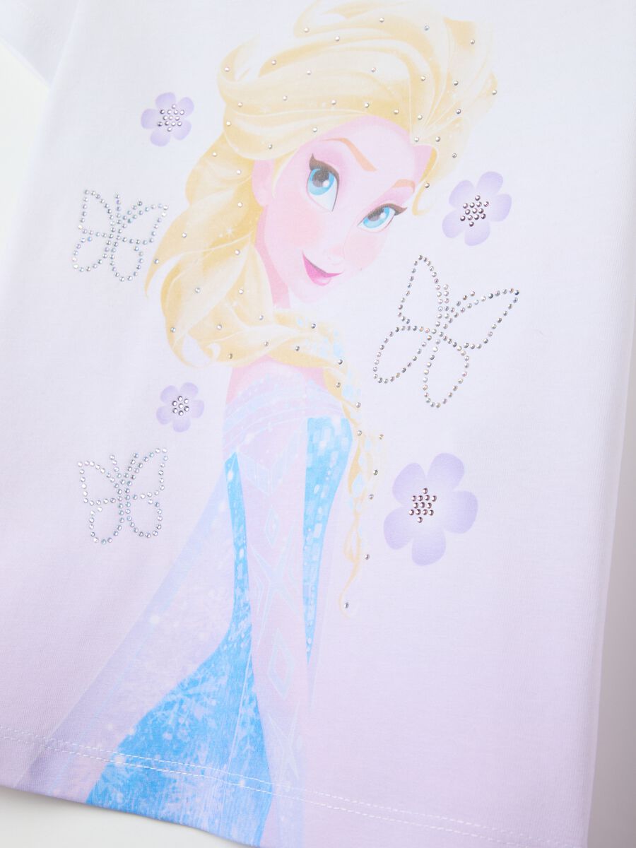 White stretch cotton T-shirt with Elsa print_2