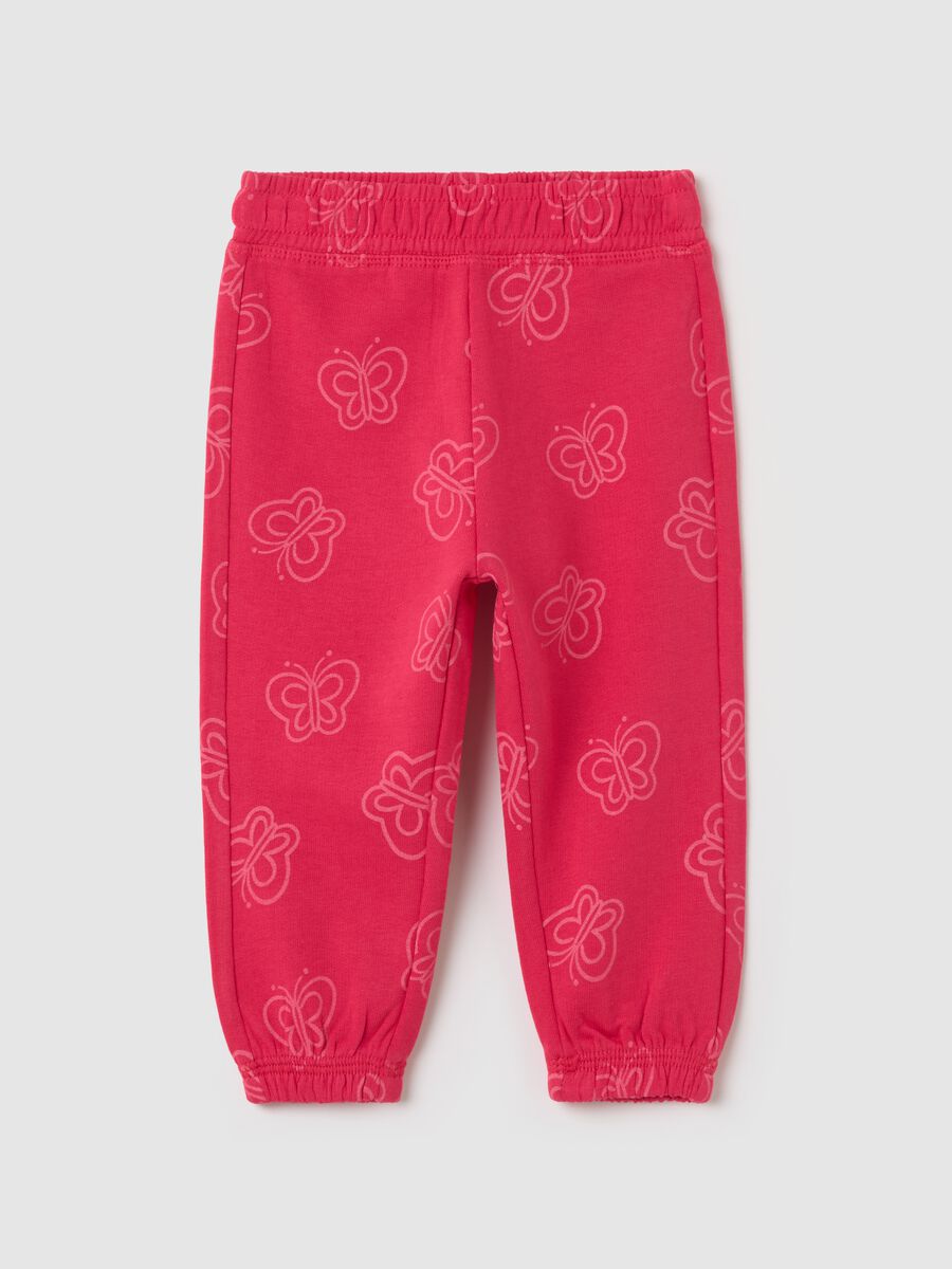 Cotton joggers with elasticated trims and print_0