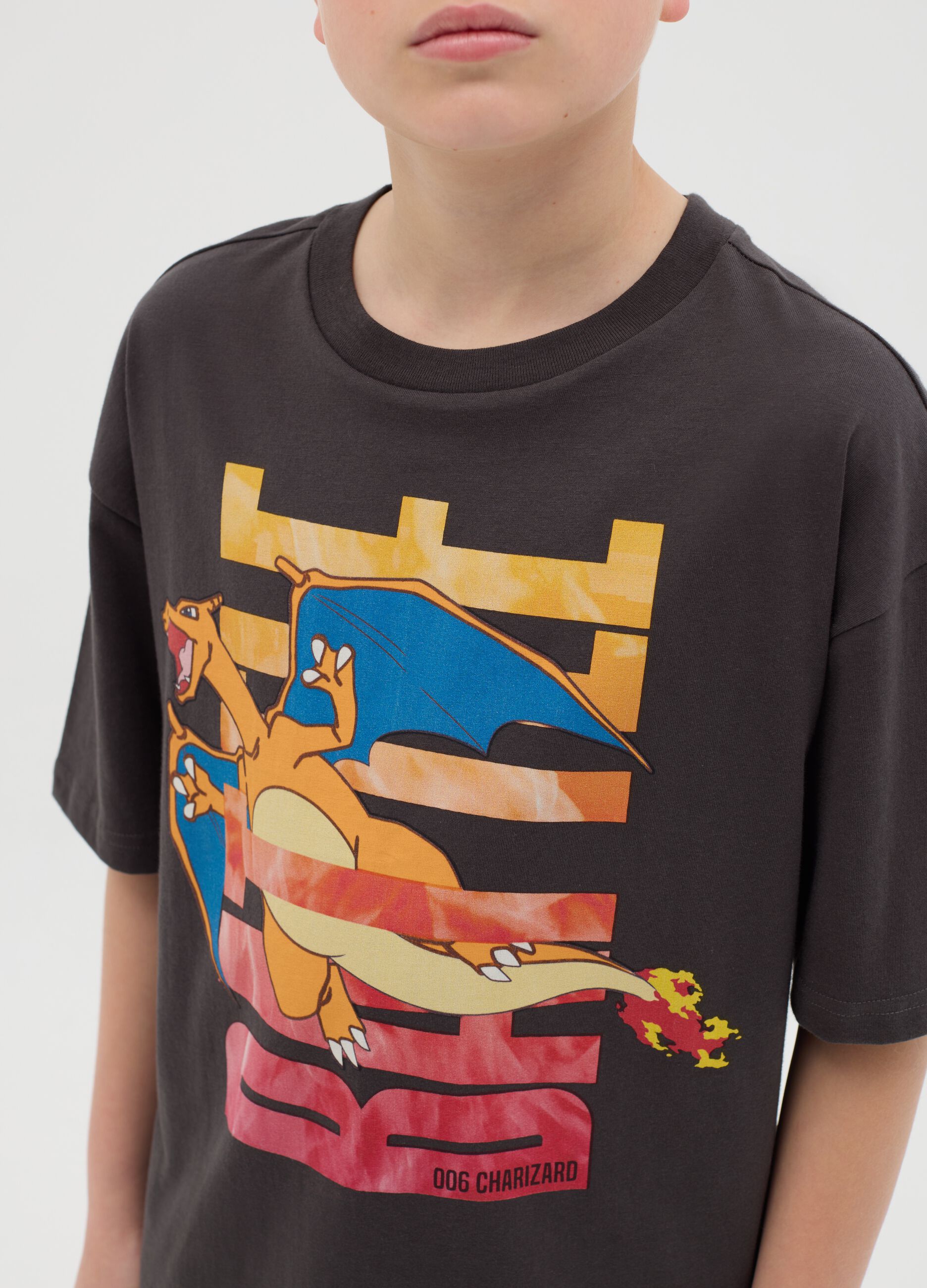 Cotton T-shirt with Pokémon Charizard print