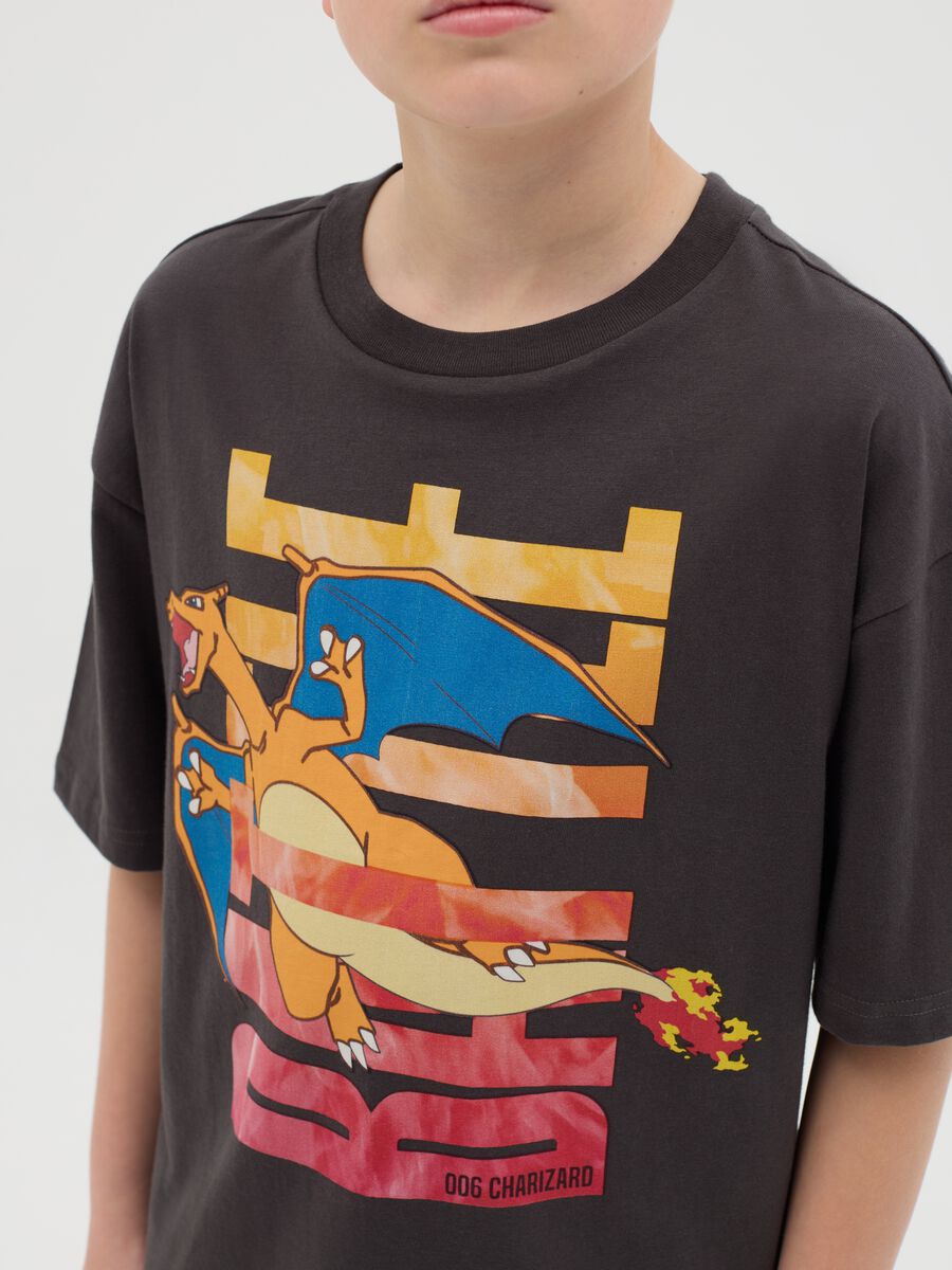 Cotton T-shirt with Pokémon Charizard print_1