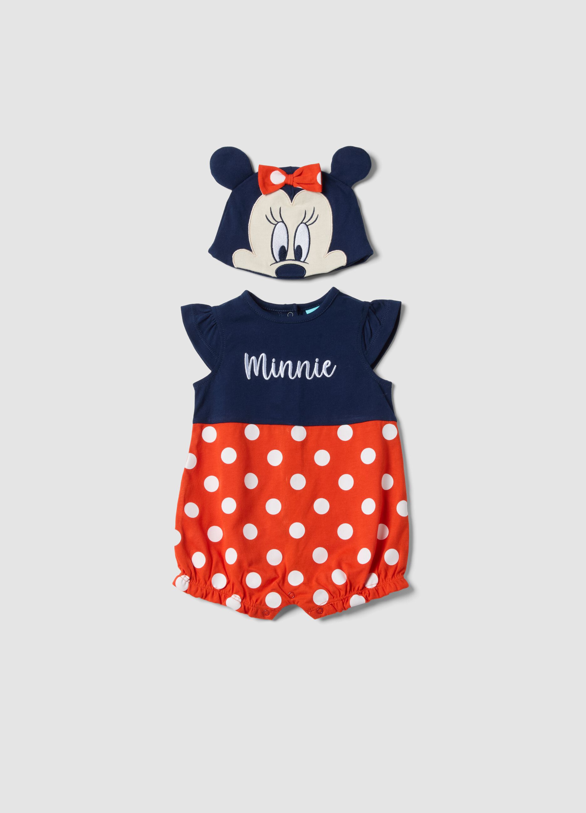 Multicoloured pure cotton baby romper shaped like Minnie