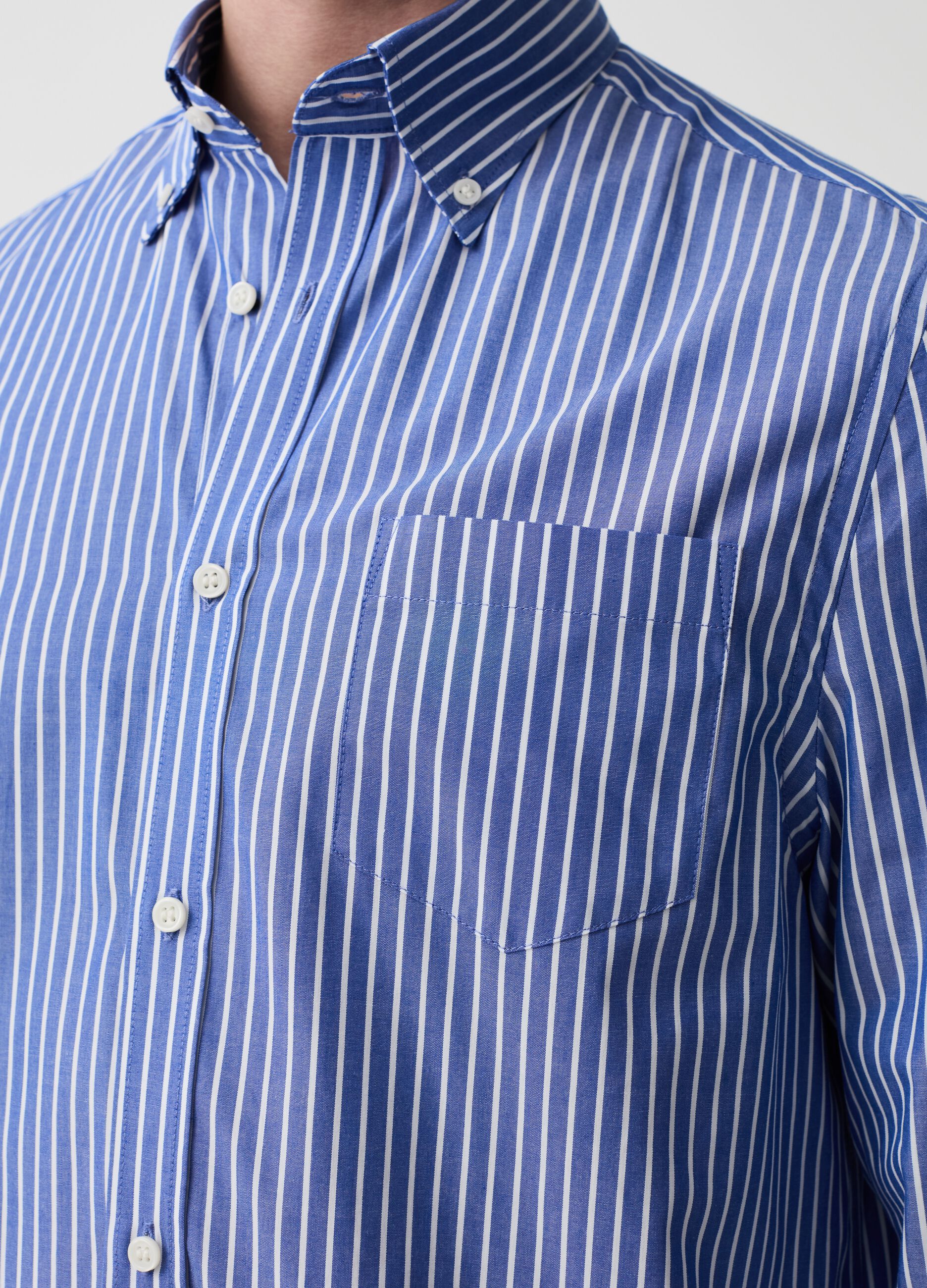 Regular-fit striped shirt with pocket