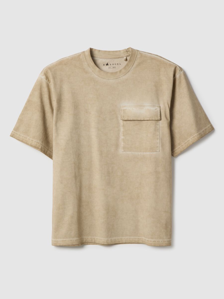 Beige pure cotton regular fit t-shirt with pocket_4