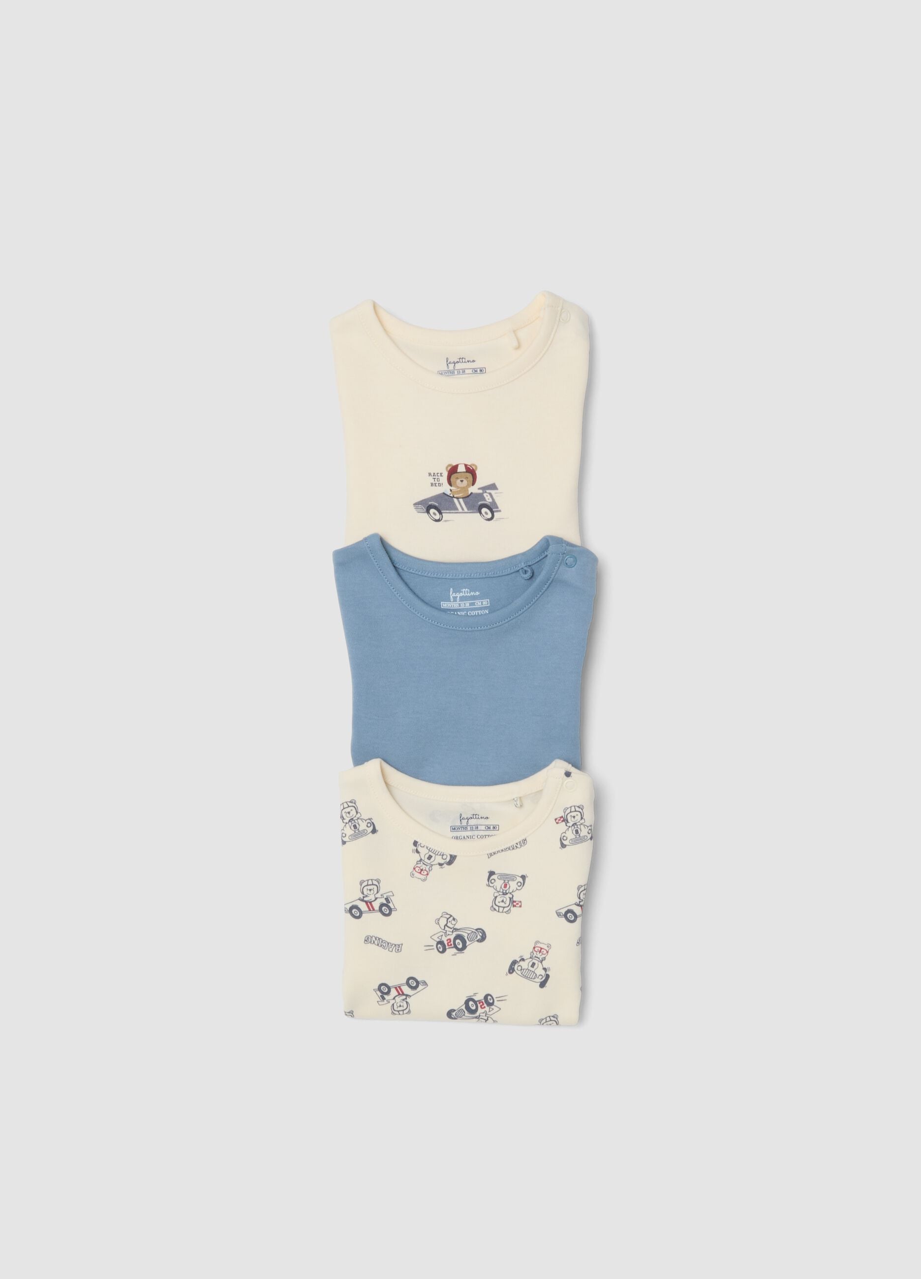 3-pack of multicolour organic cotton bodysuits for baby and toddler