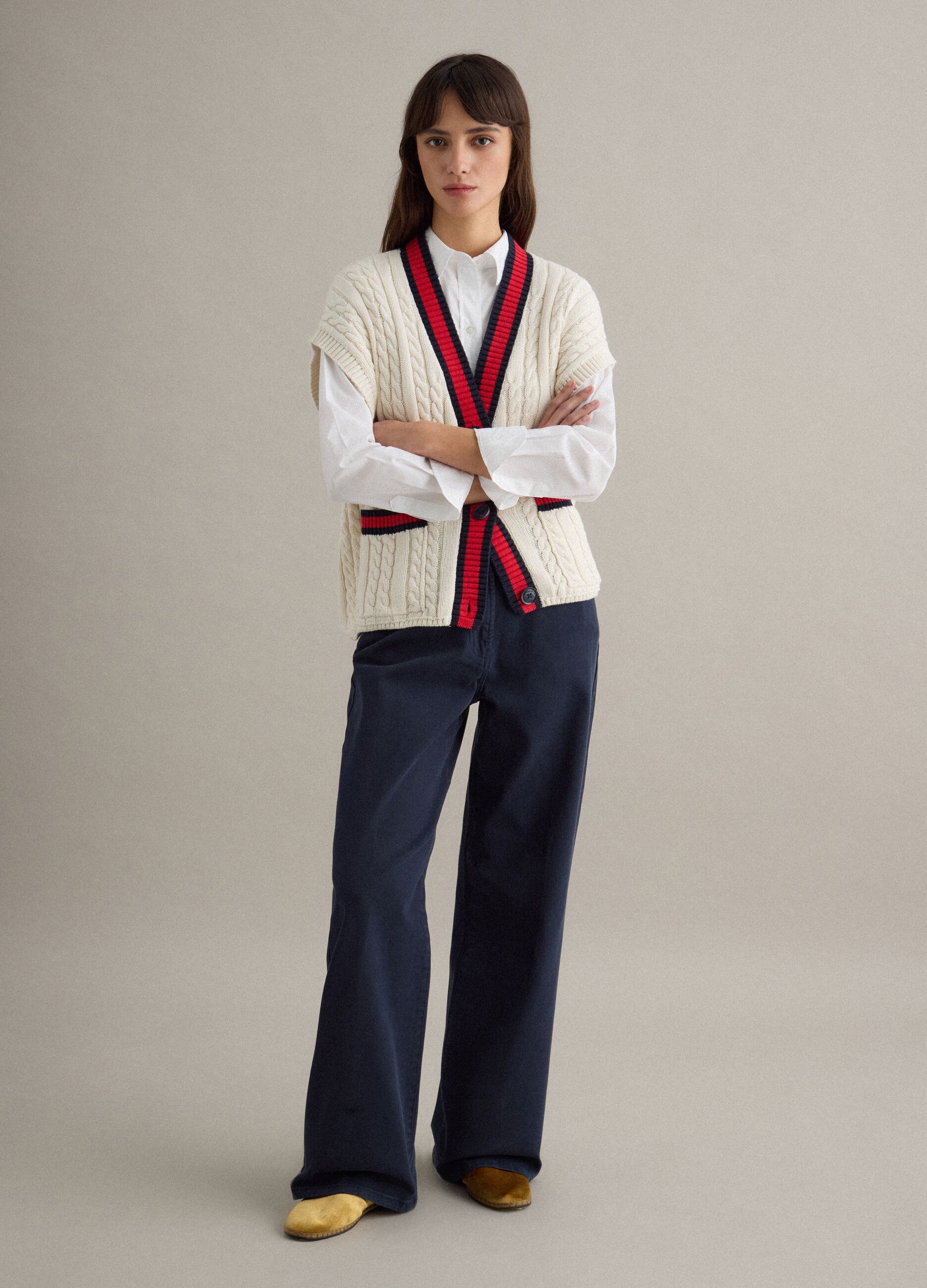 Straight Blue Stretch Cotton Chino Trousers