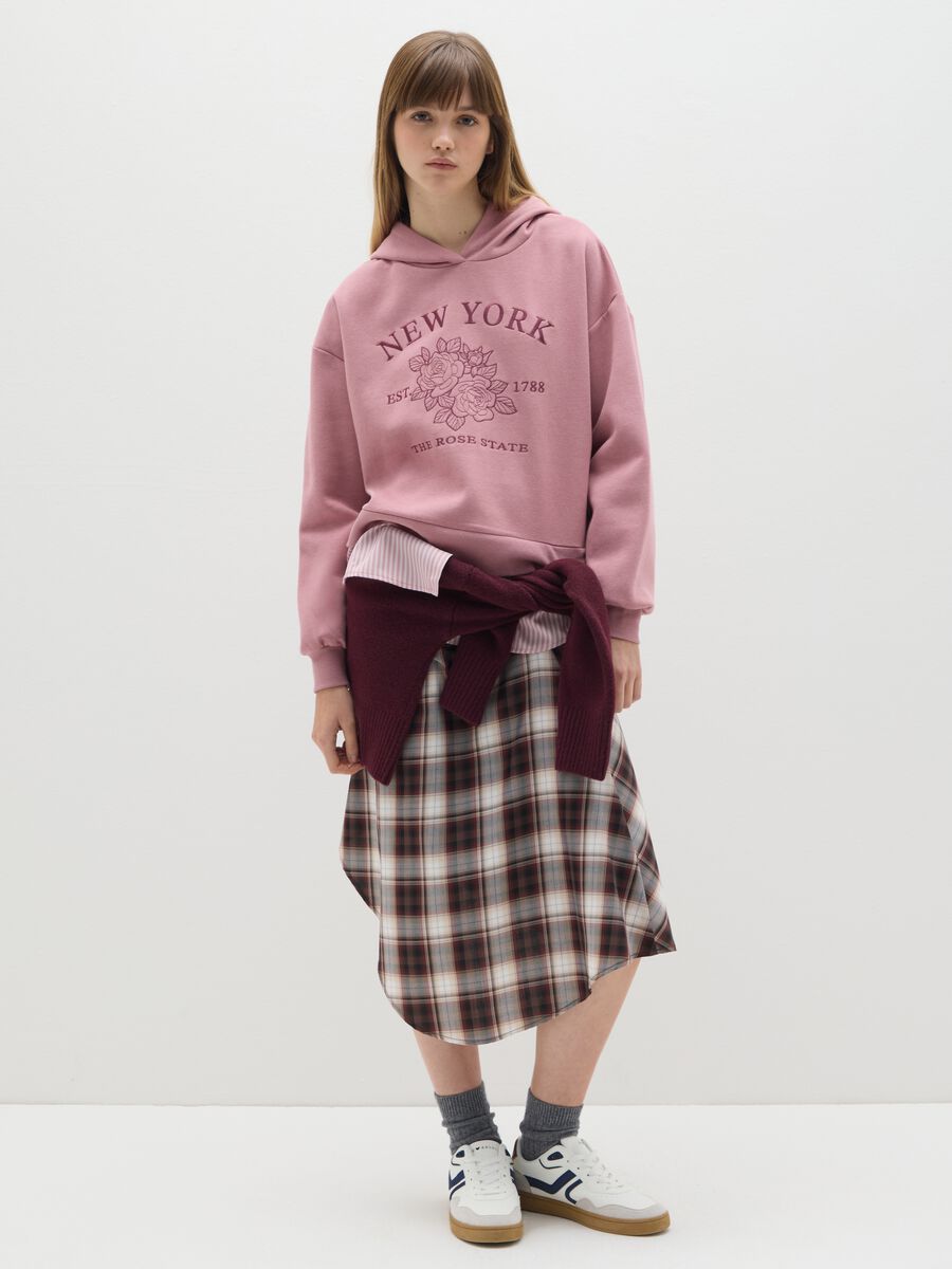 Pink cotton blend sweatshirt regular fit with print_1