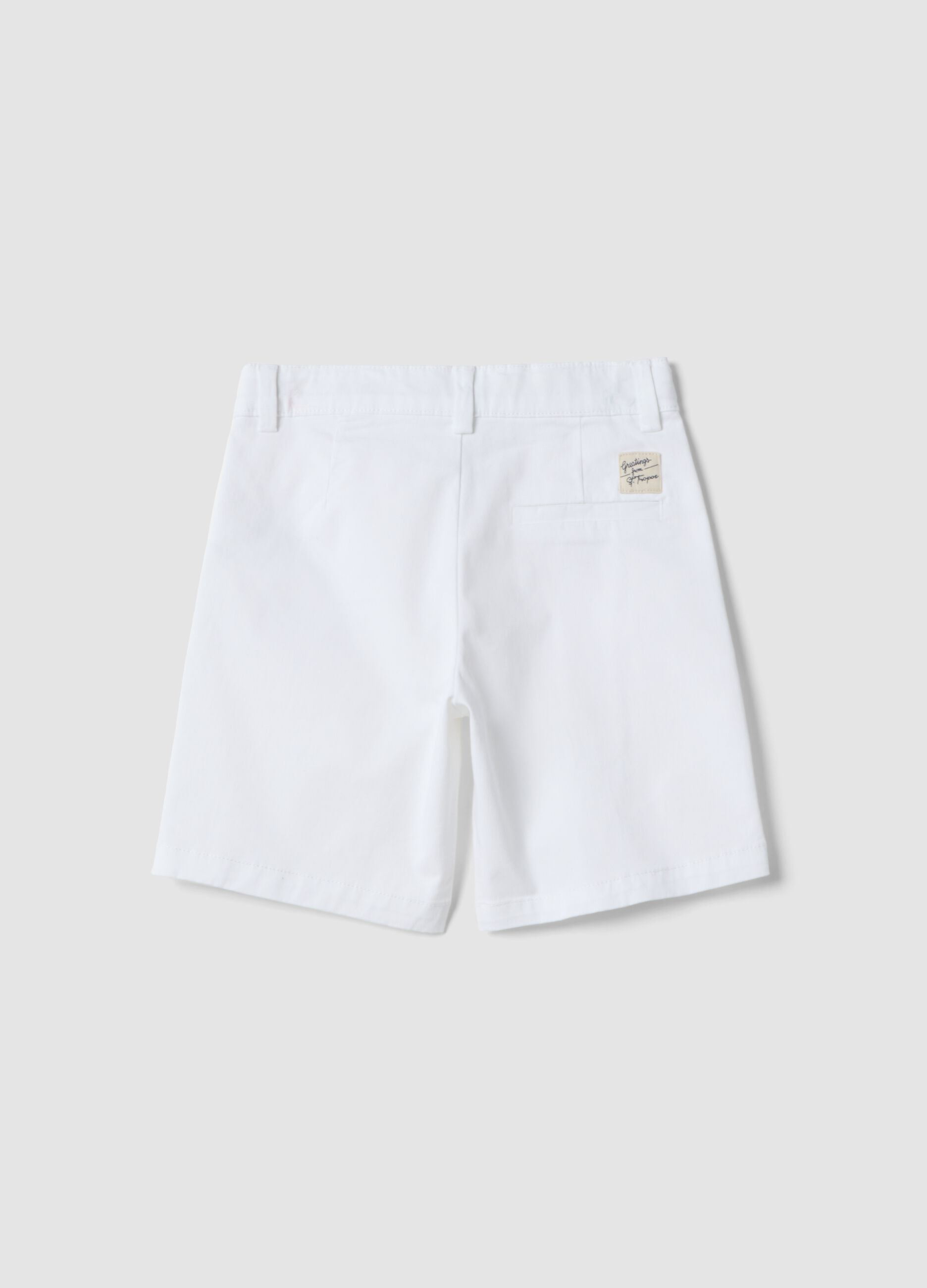 Boys&rsquo; white stretch-cotton chino shorts, regular fit