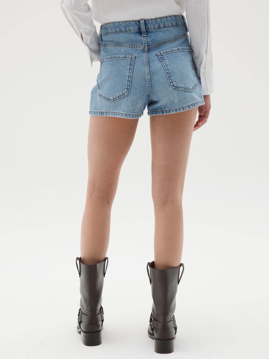 Shorts da donna in puro cotone denim regular fit_3