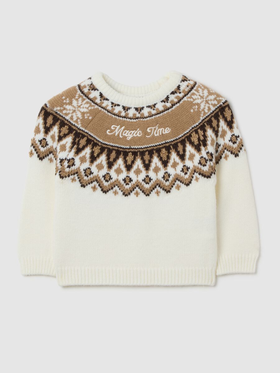 Christmas Jumper Save the Children da neonata con motivo jacquard bianco_0