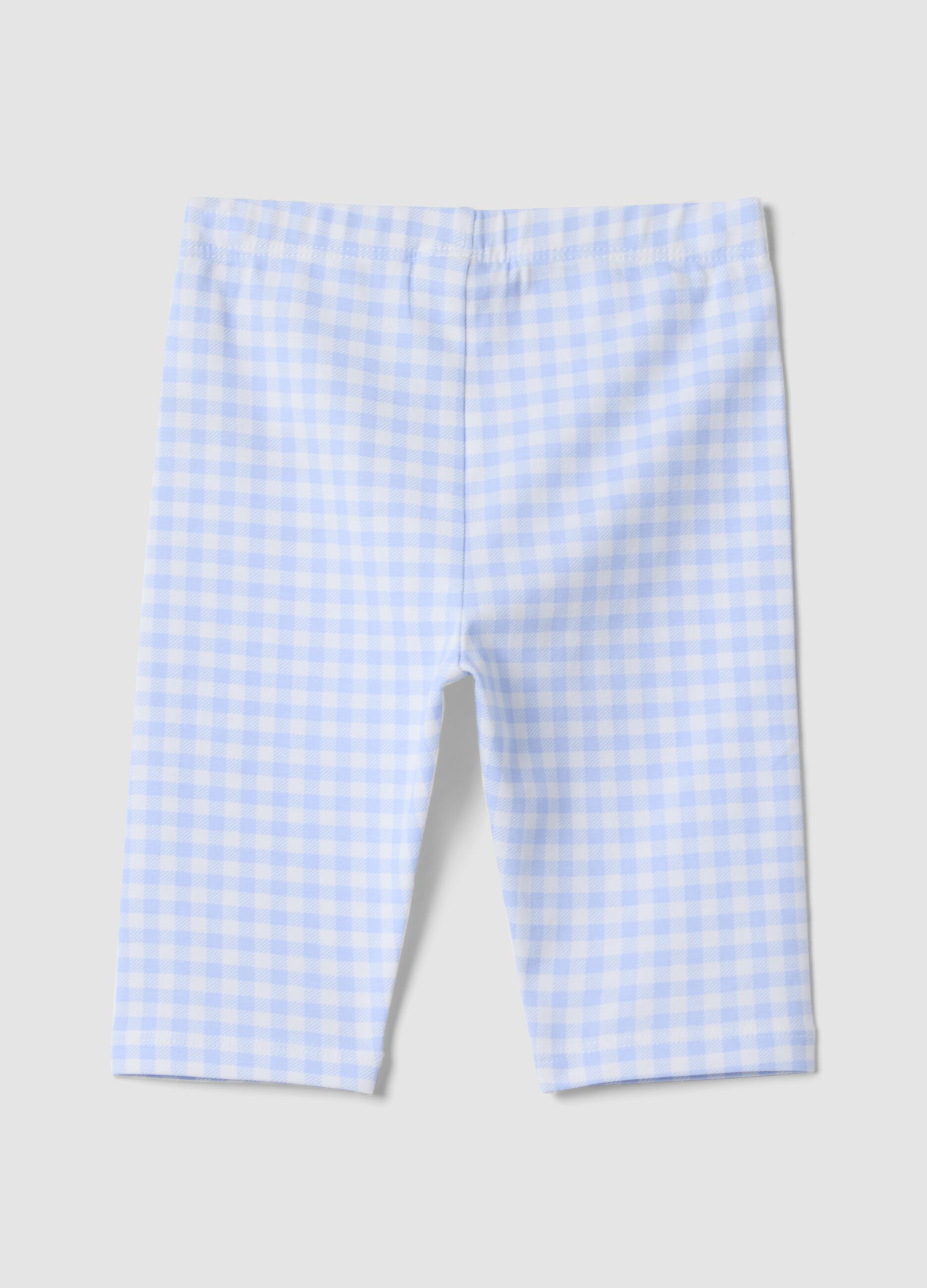 Girls&rsquo; multicolour checked slim-fit leggings in stretch cotton