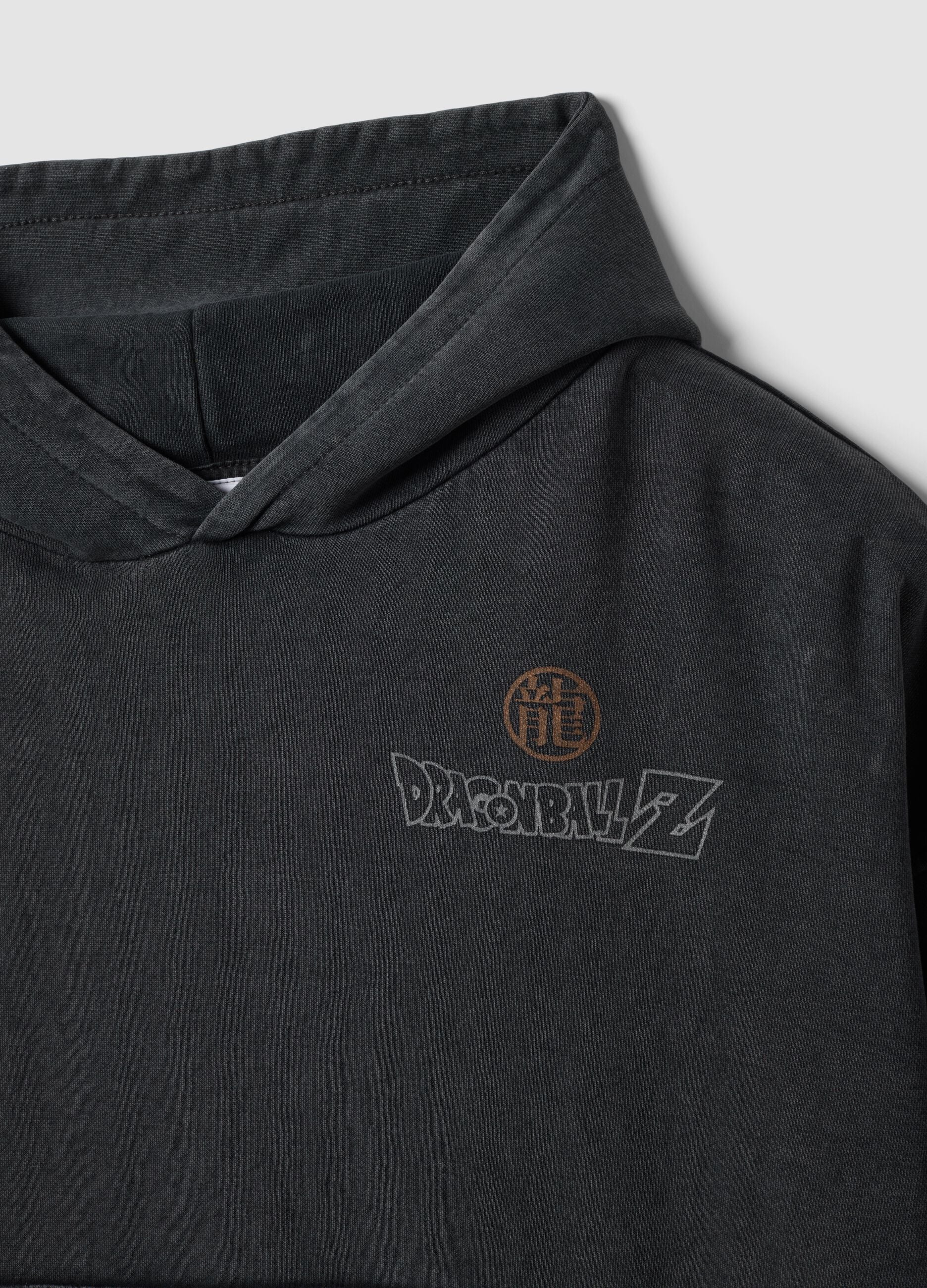 Felpa grigia in misto cotone oversize fit con stampa Dragonball