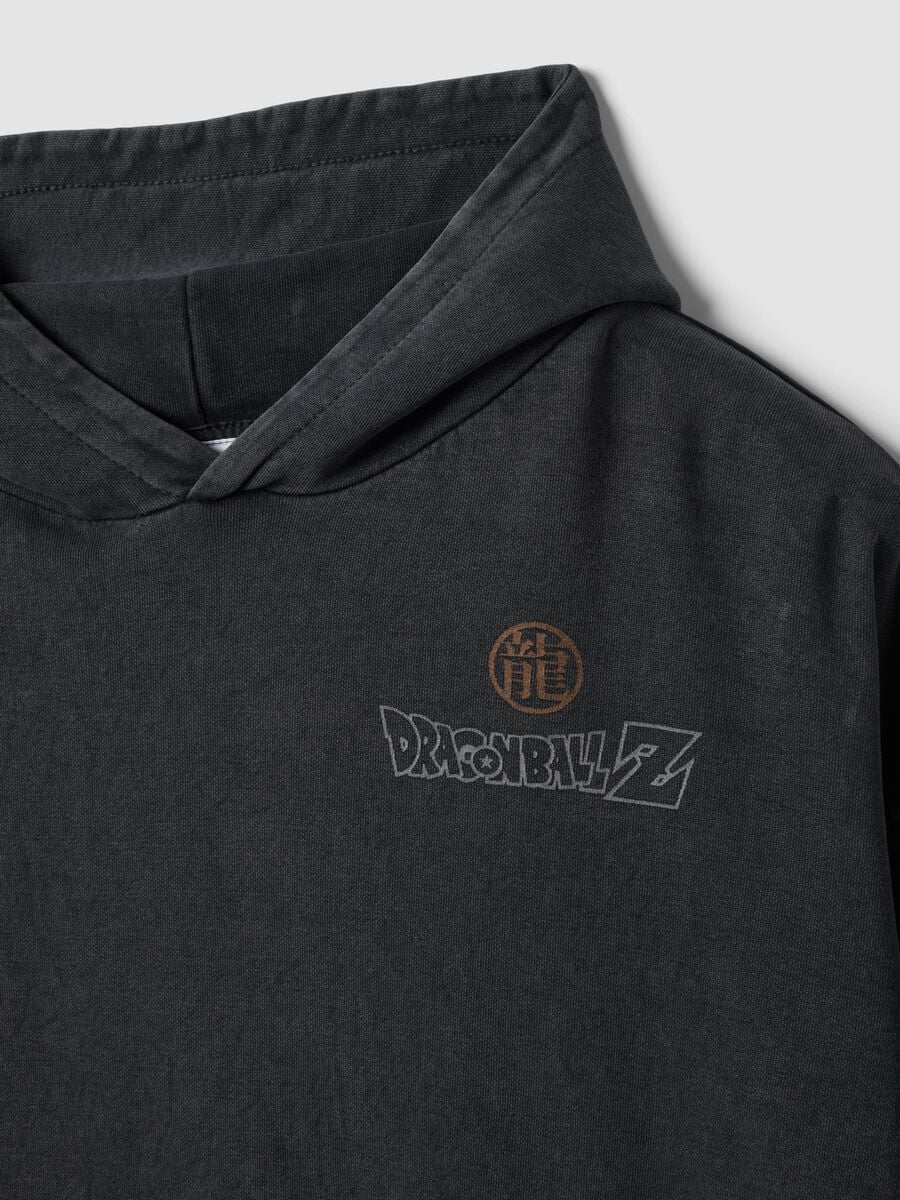 Felpa grigia in misto cotone oversize fit con stampa Dragonball_5