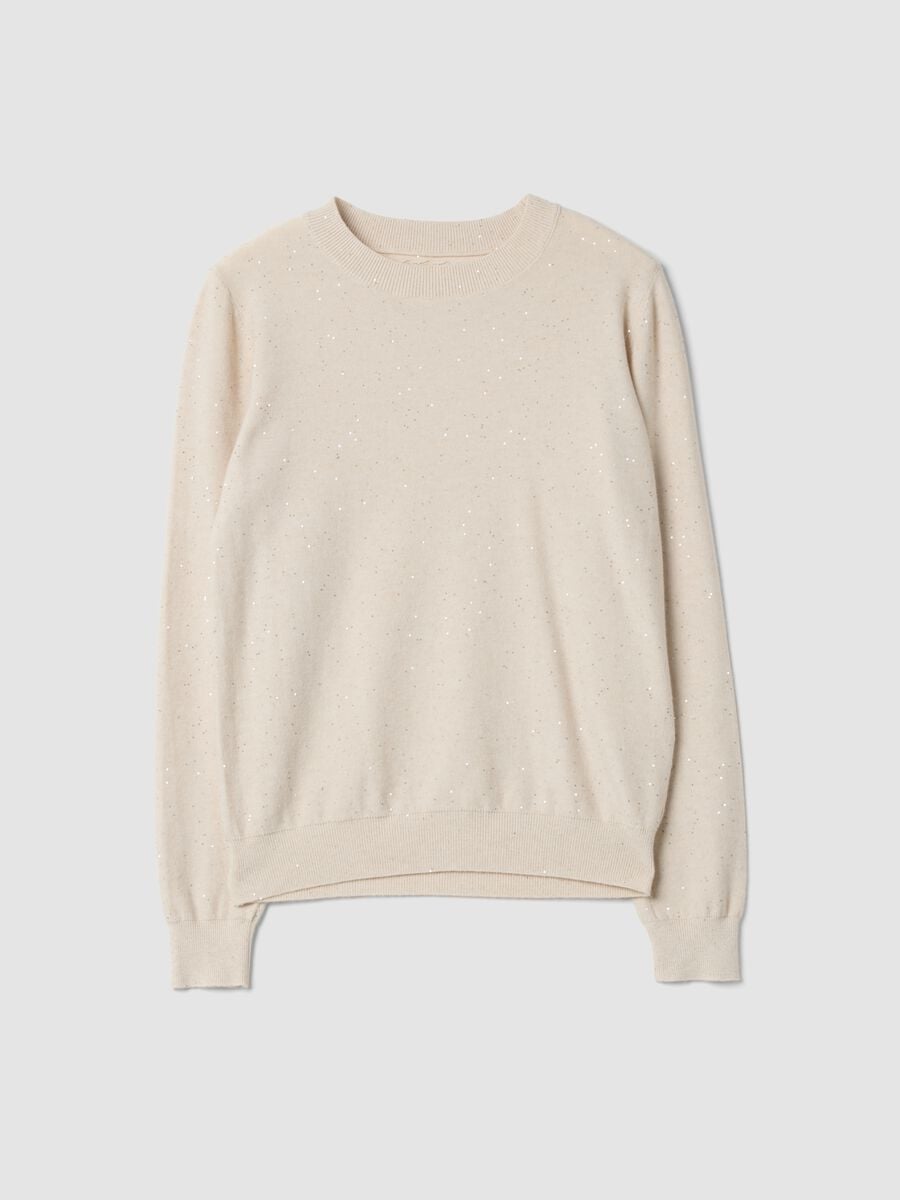 Camel viscose-blend jumper with sequins, regular fit_4