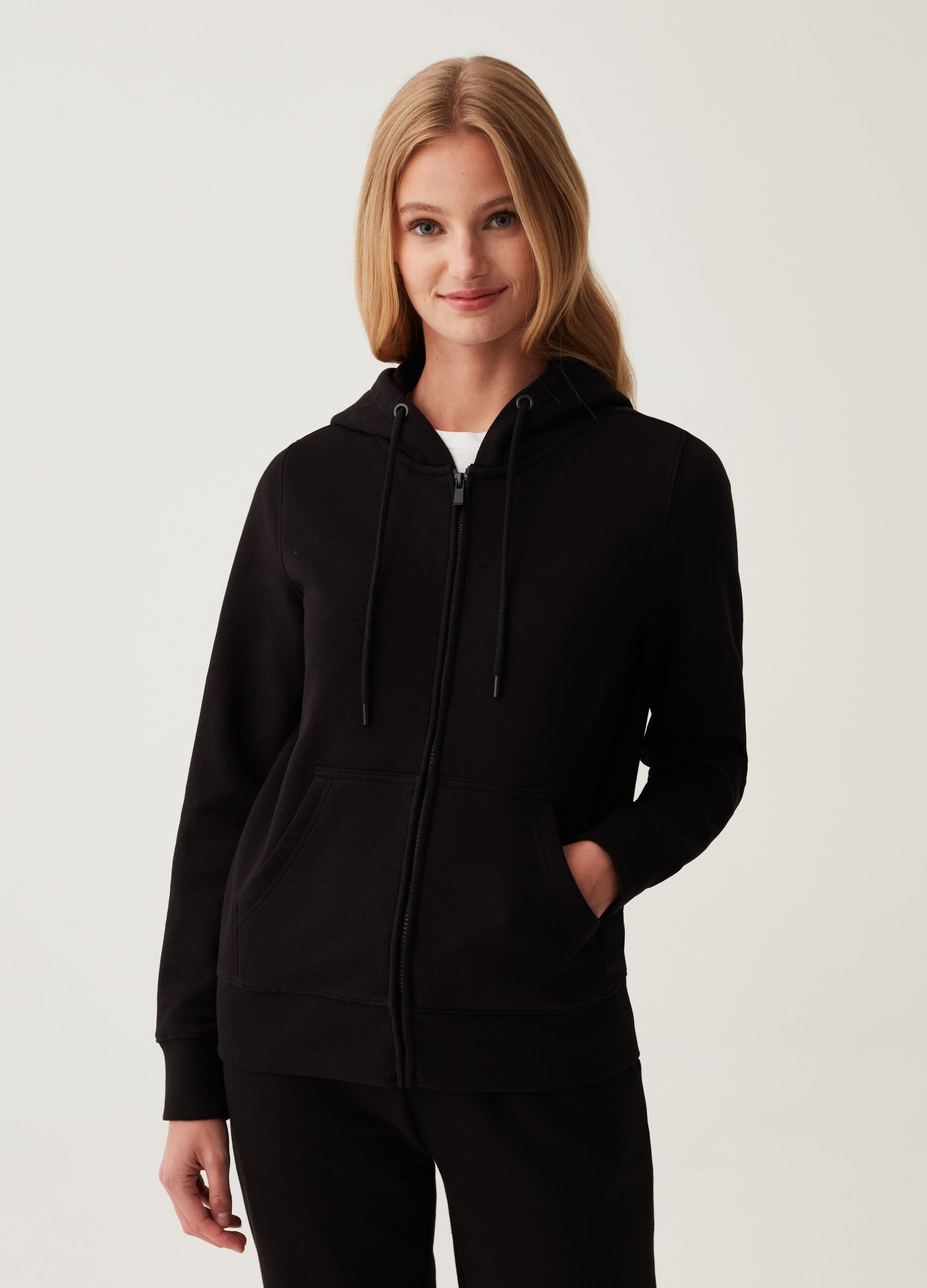 Full-zip in French Terry con cappuccio_1