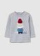 Grey pure cotton newborn t-shirt regular fit with crew neck_0