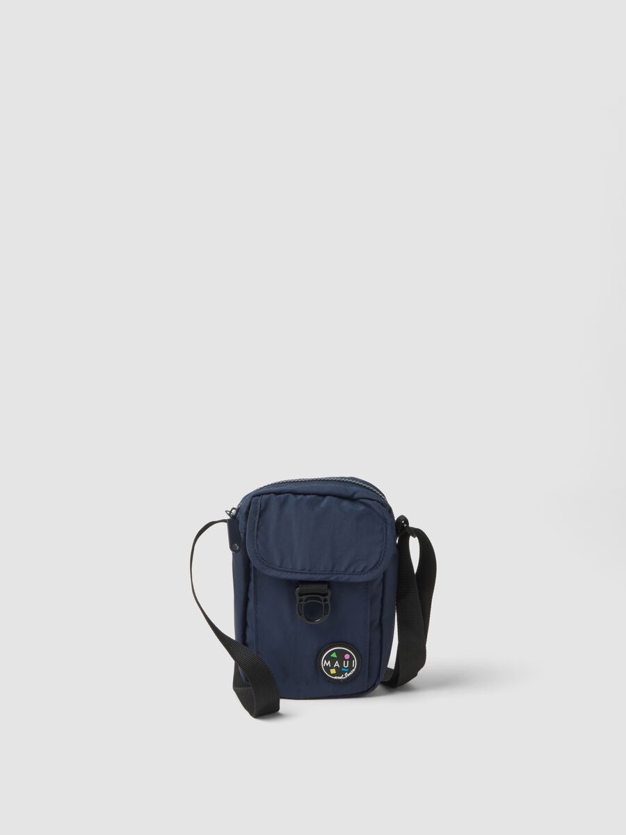 Borsetta a tracolla blu con chiusura a zip e tracolla regolabile_0