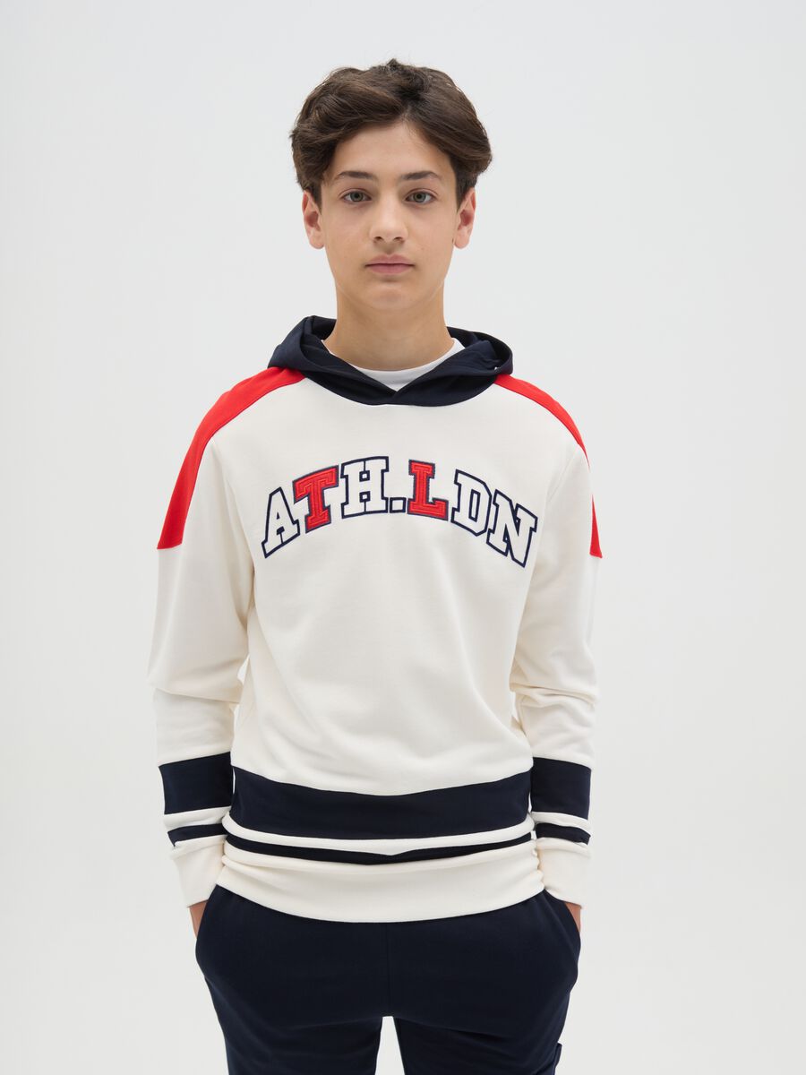 Sweatshirt with hood and "ATH.LDN" embroidery_0