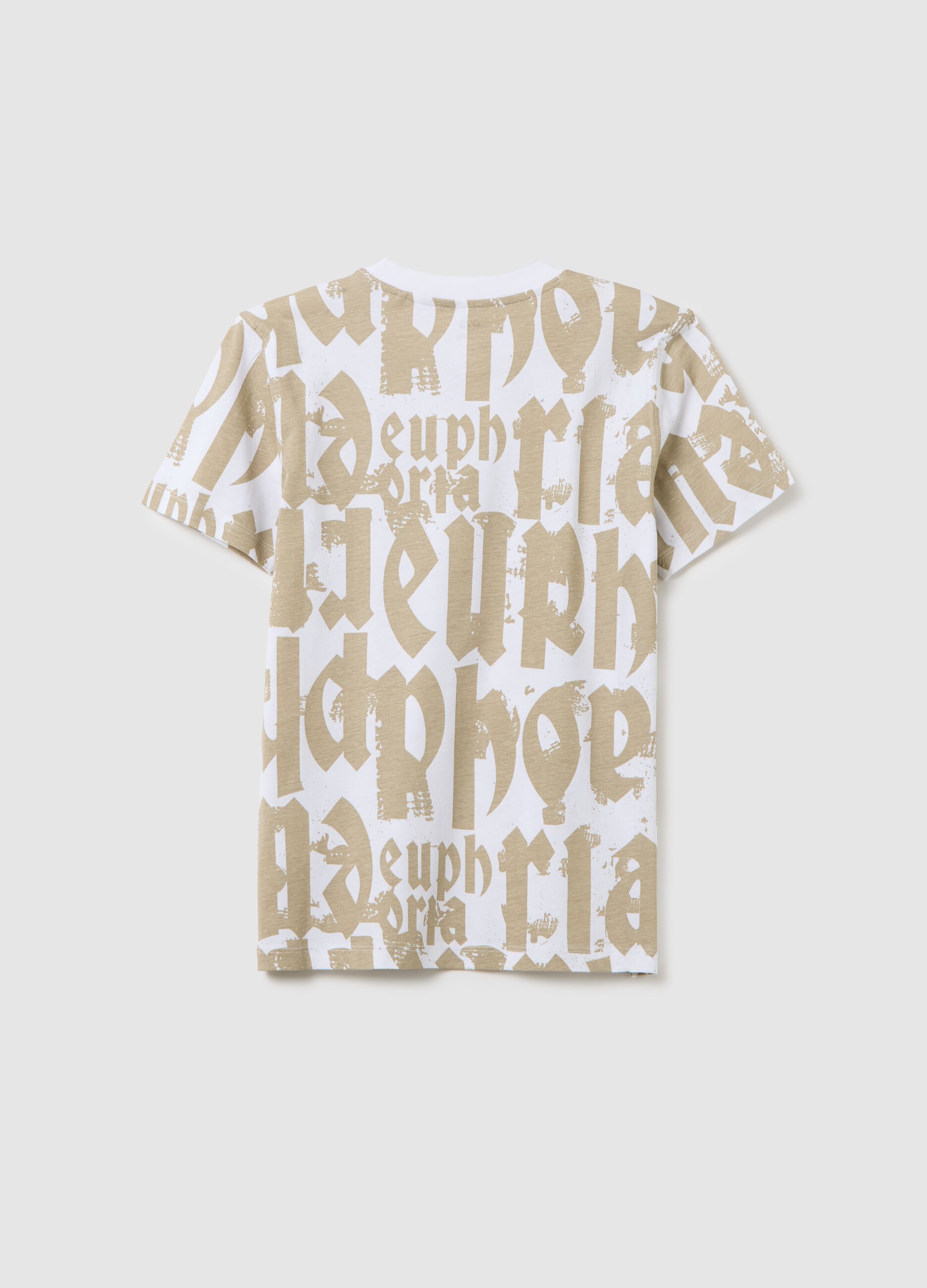 Short Sleeve T-shirt with Graffiti Effect Print in Cotton
