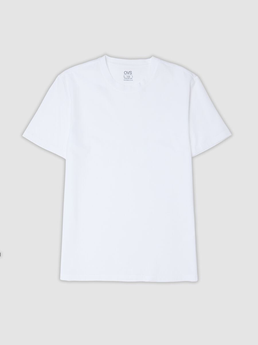 White mercerised pure cotton crew-neck T-shirt_0