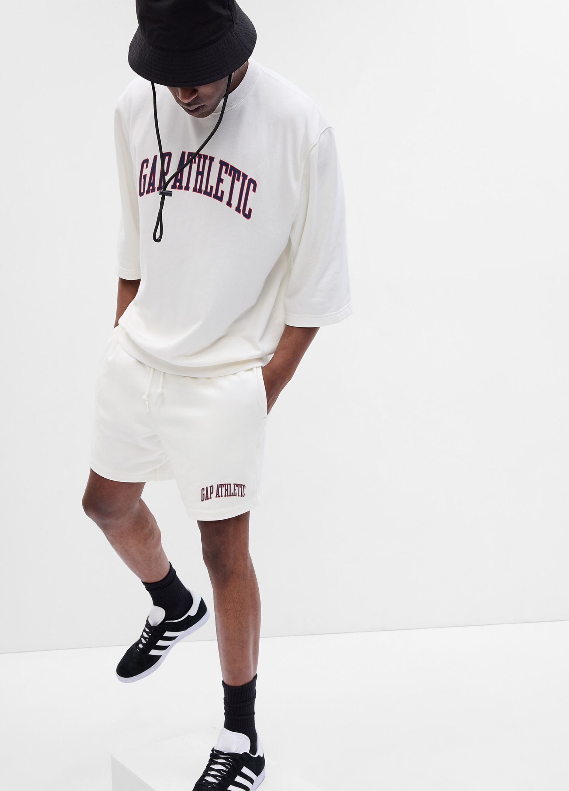 Fleece shorts with Athletic logo print