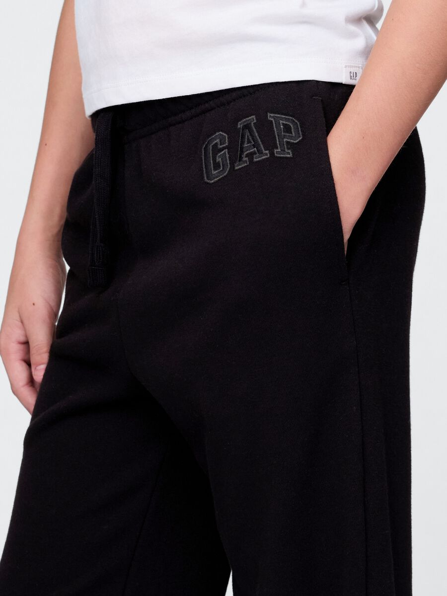 Regular fit black cotton blend jogger trousers for kids_3