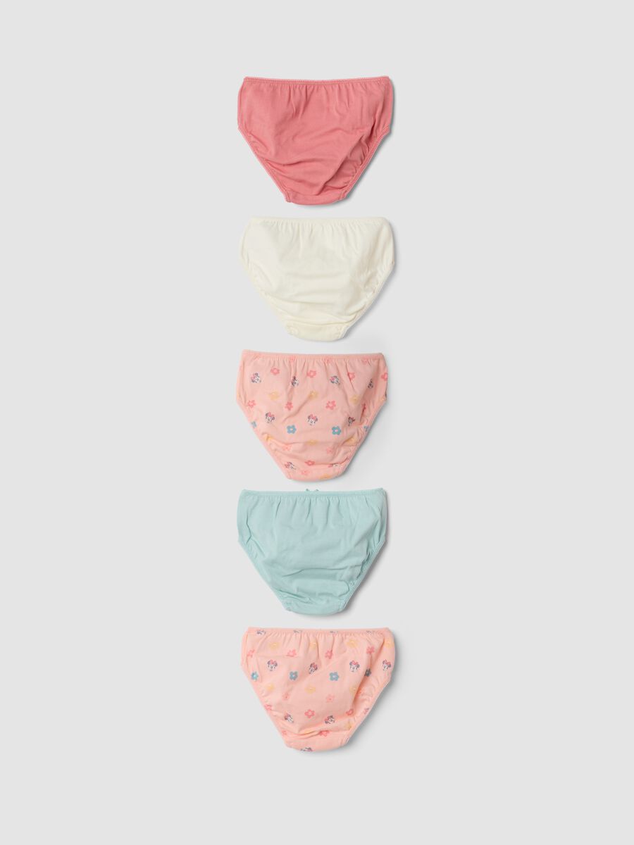 Pack of five Minnie print briefs in pure organic cotton_1