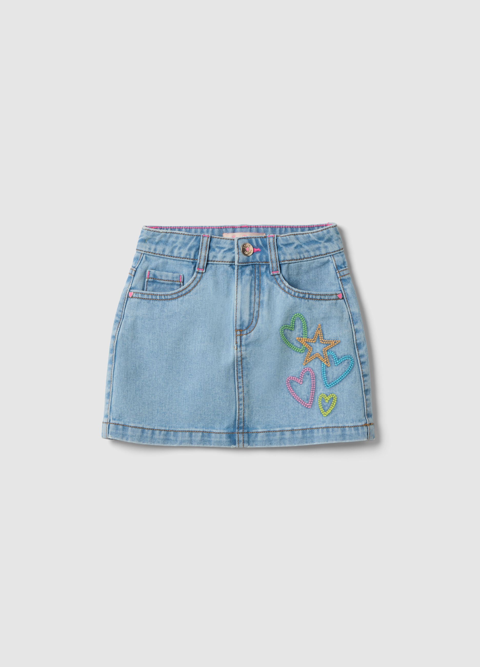 Pure Cotton Mini Skirt with Colourful Embroideries