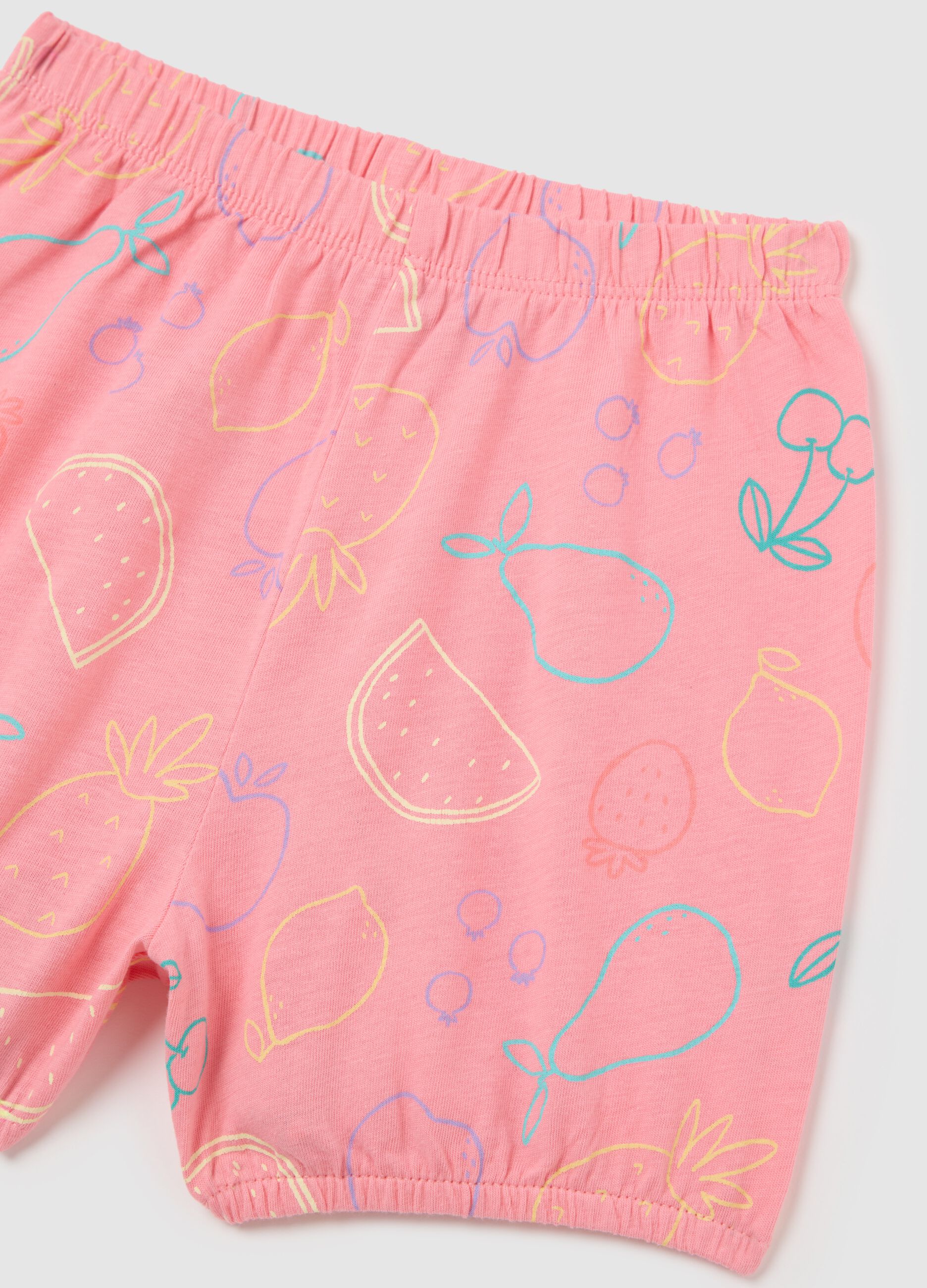 Short pyjamas in pure cotton with fruit print