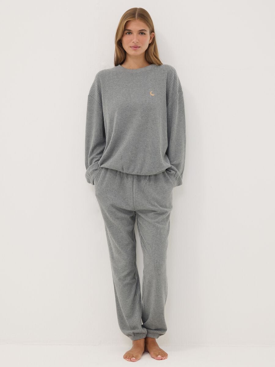 Pigiama grigio in jersey di viscosa elasticizzata regular fit_0