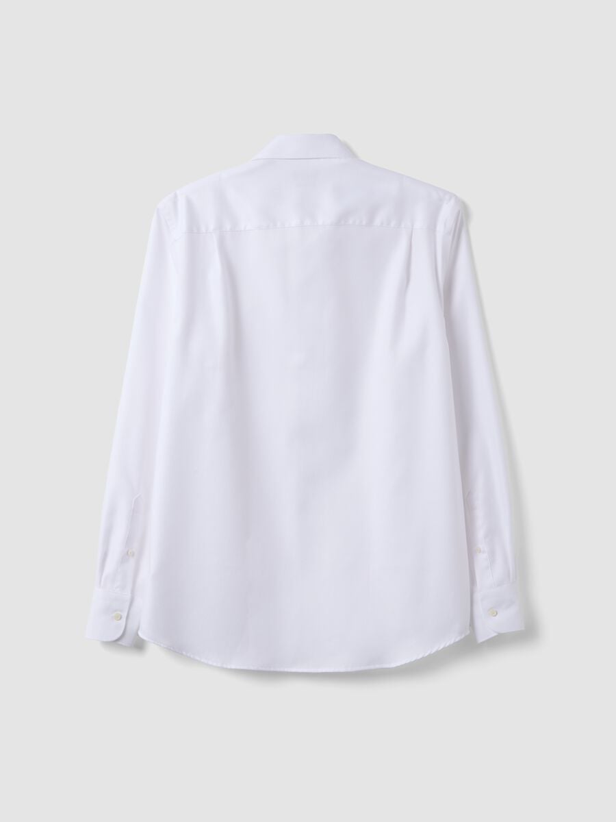 Camicia bianca regular fit in puro cotone con collo francese_1