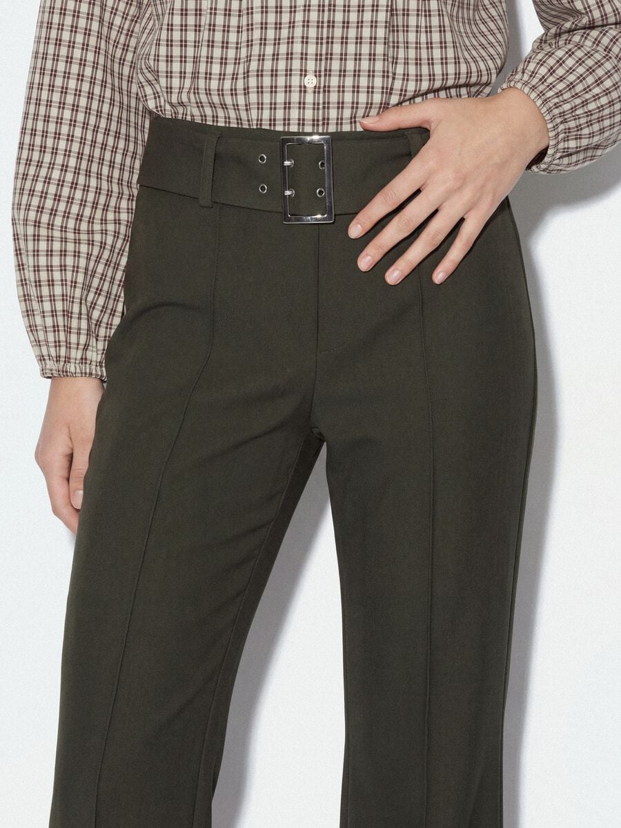 Green slim-fit stretch viscose trousers_2
