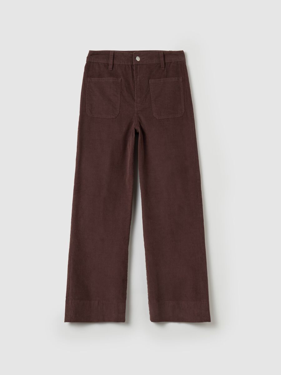 Flare-fit crop trousers in corduroy_4
