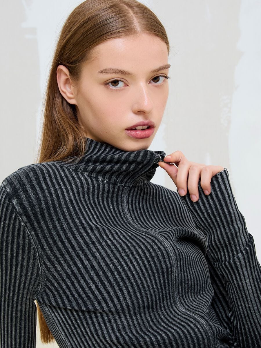 Full-Zip Ribbed Knit Vintage Grey_1