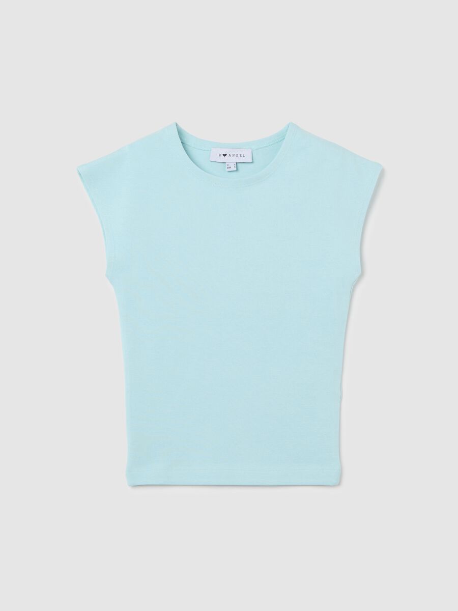 Women's light blue fitted vest top in stretch cotton_4