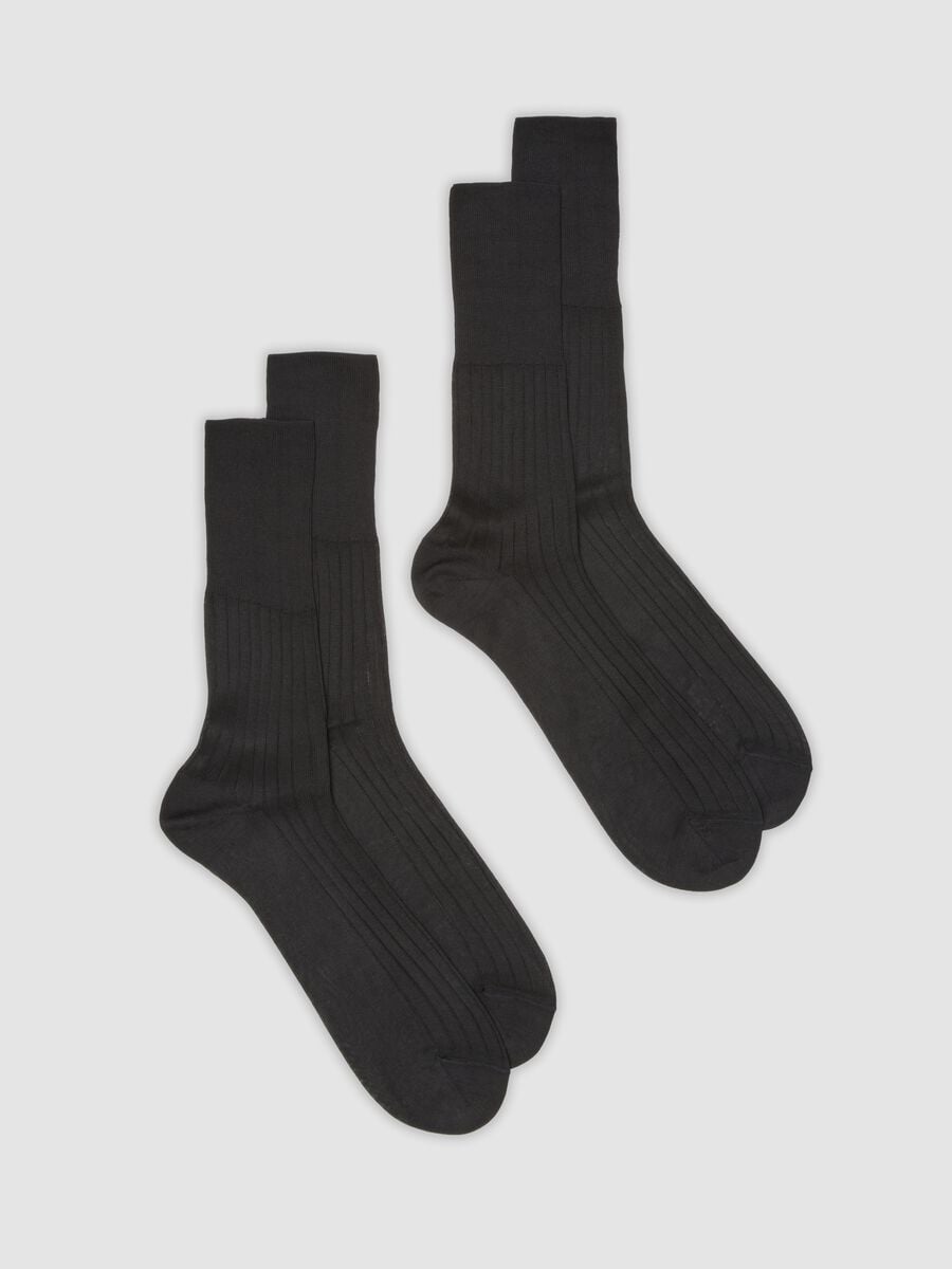 2-pack of grey midi socks in pure cotton_0